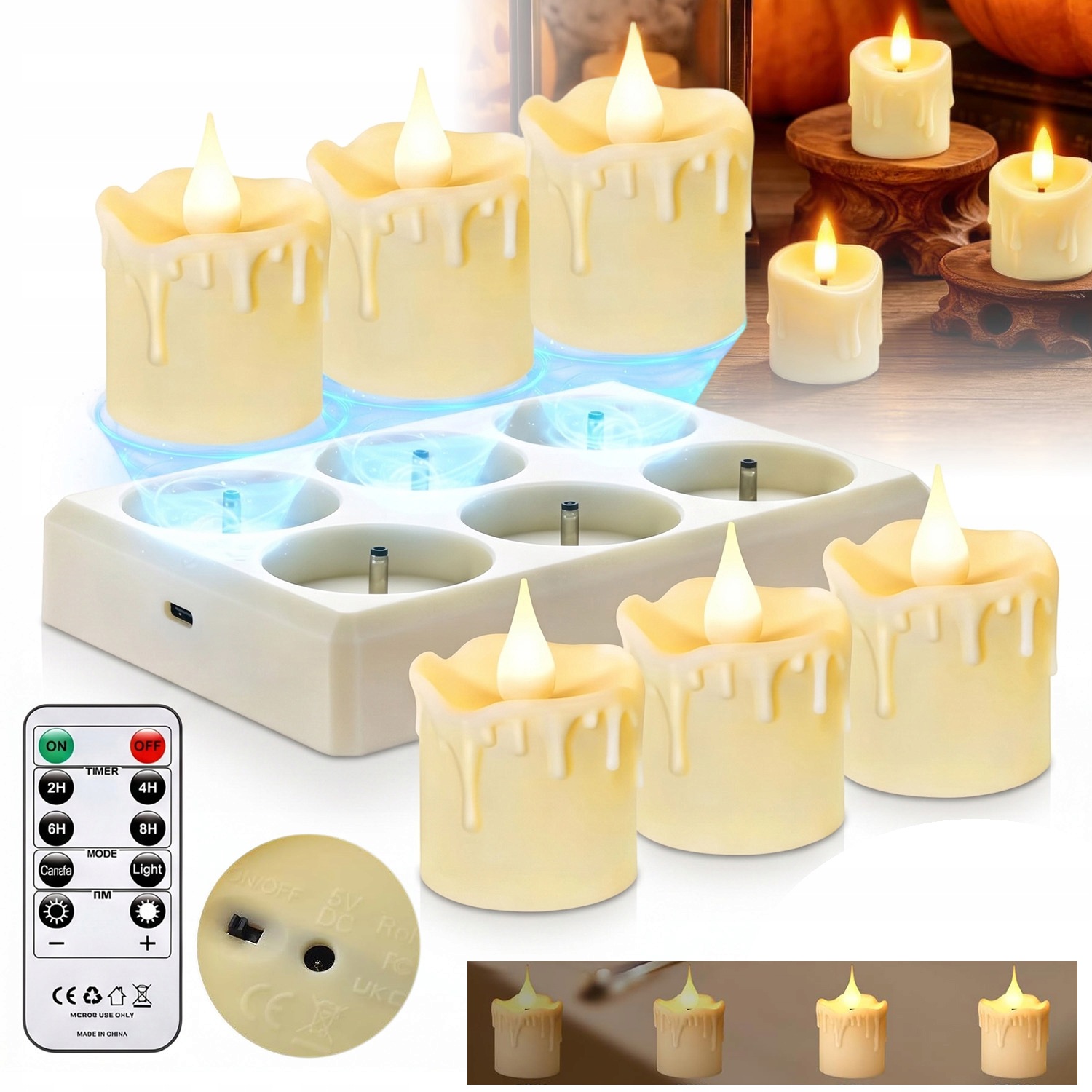 6 X Led Dekorativní Svíčka, Plamen, Čajová Svíčka, Náplň Do Svíčky S Baterií