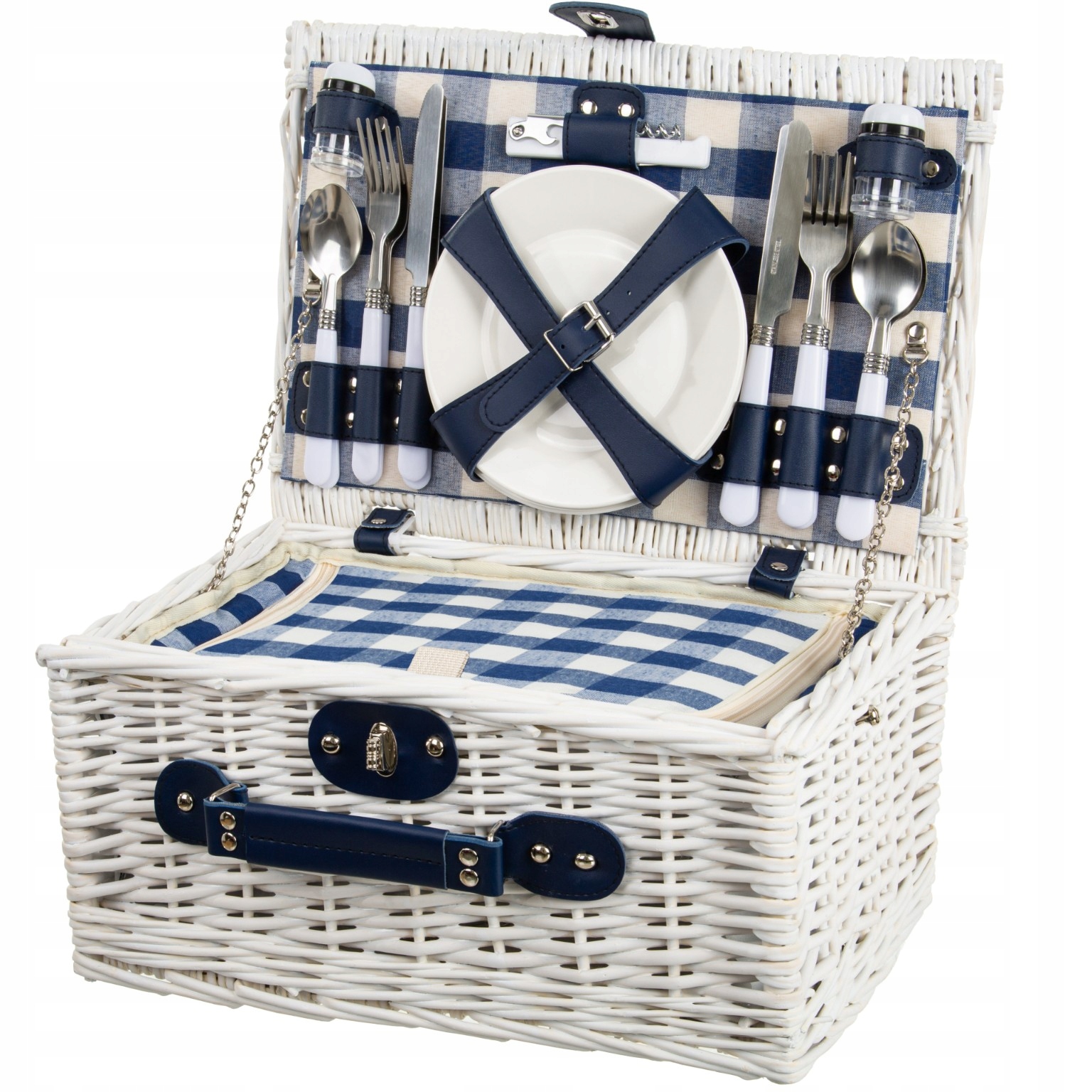 Kosz Na Piknik Koszyk Piknikowy Wiklinowy Termiczny Z Wyposażeniem Dla 4 Os