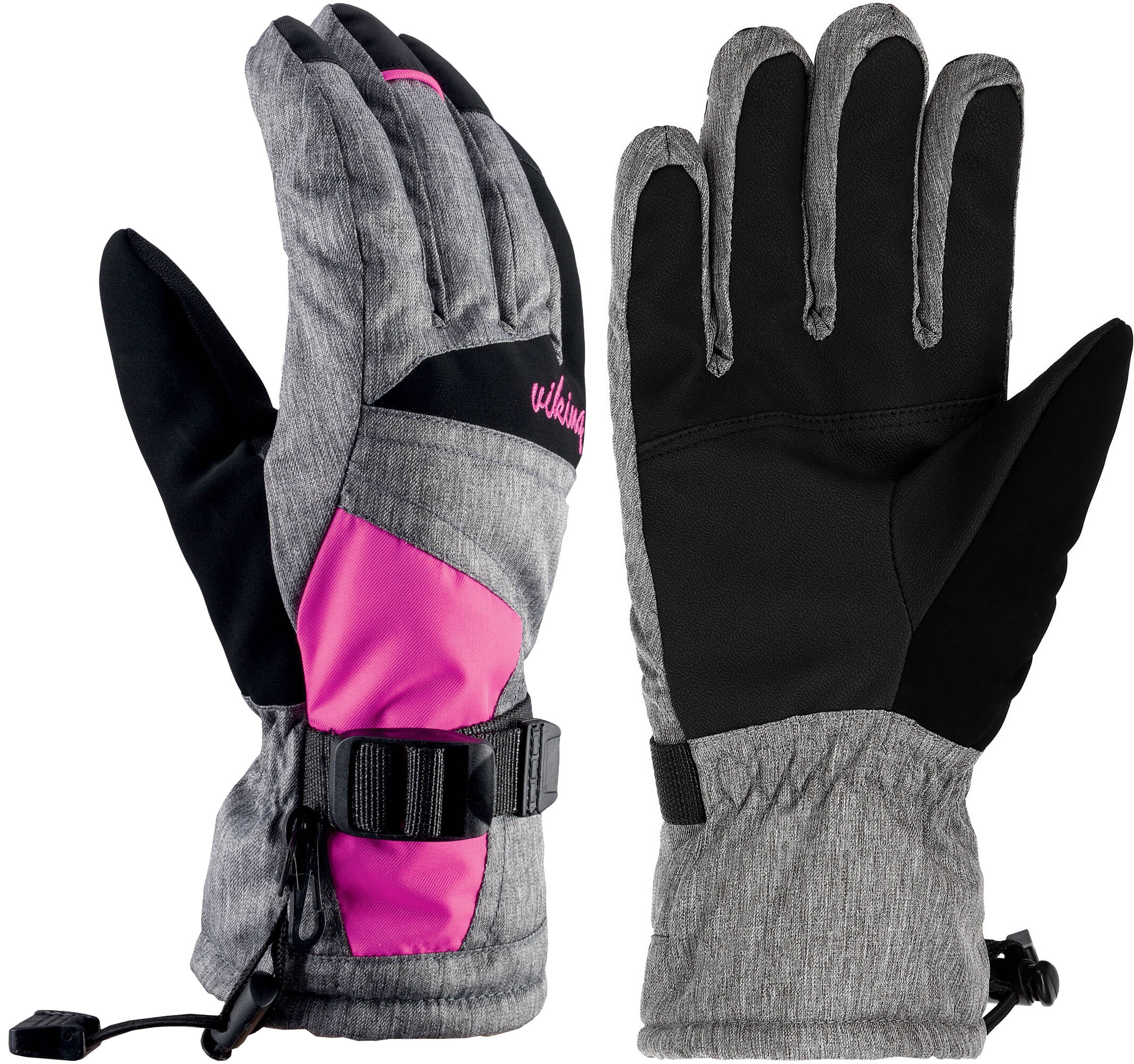 Damskie rękawice zimowe narciarskie Viking Ronda szary róż Pink 5