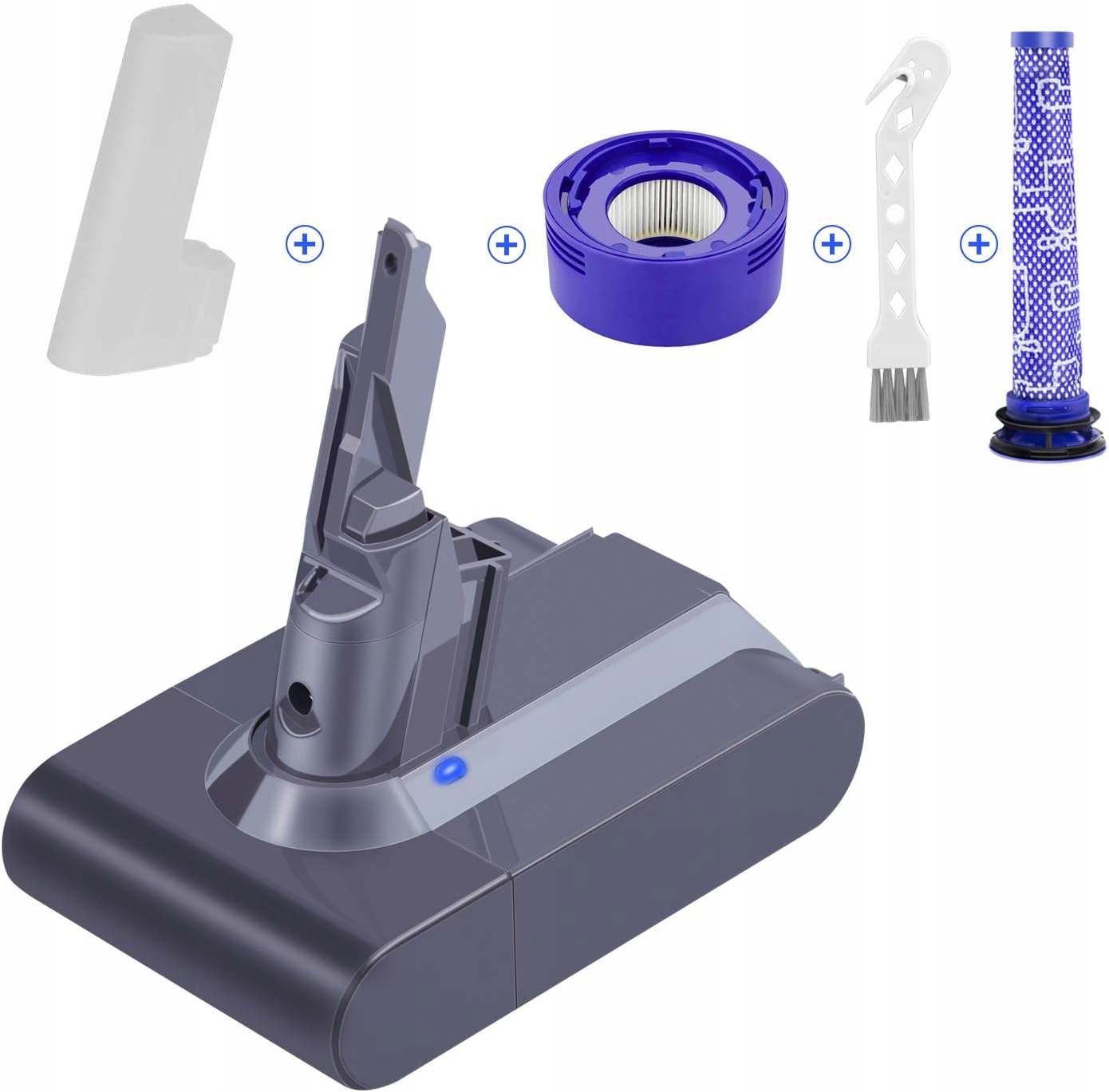 Náhradní baterie pro Dyson V7 21.6V 4600 mAh filtr ARyee, sada