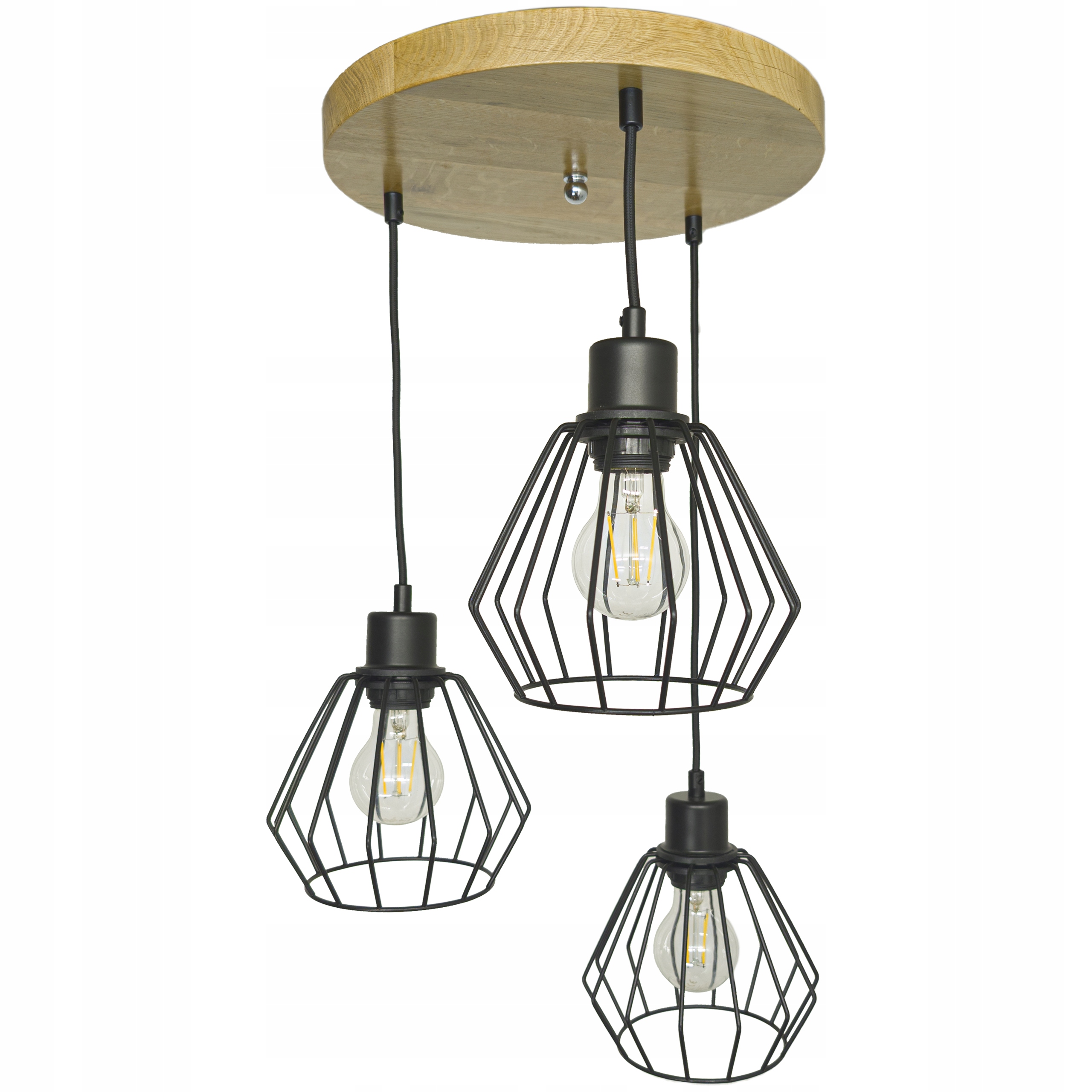 Závěsné stropní svítidlo Diana lustr loft dřevěný Dub 3x diamant Stylová