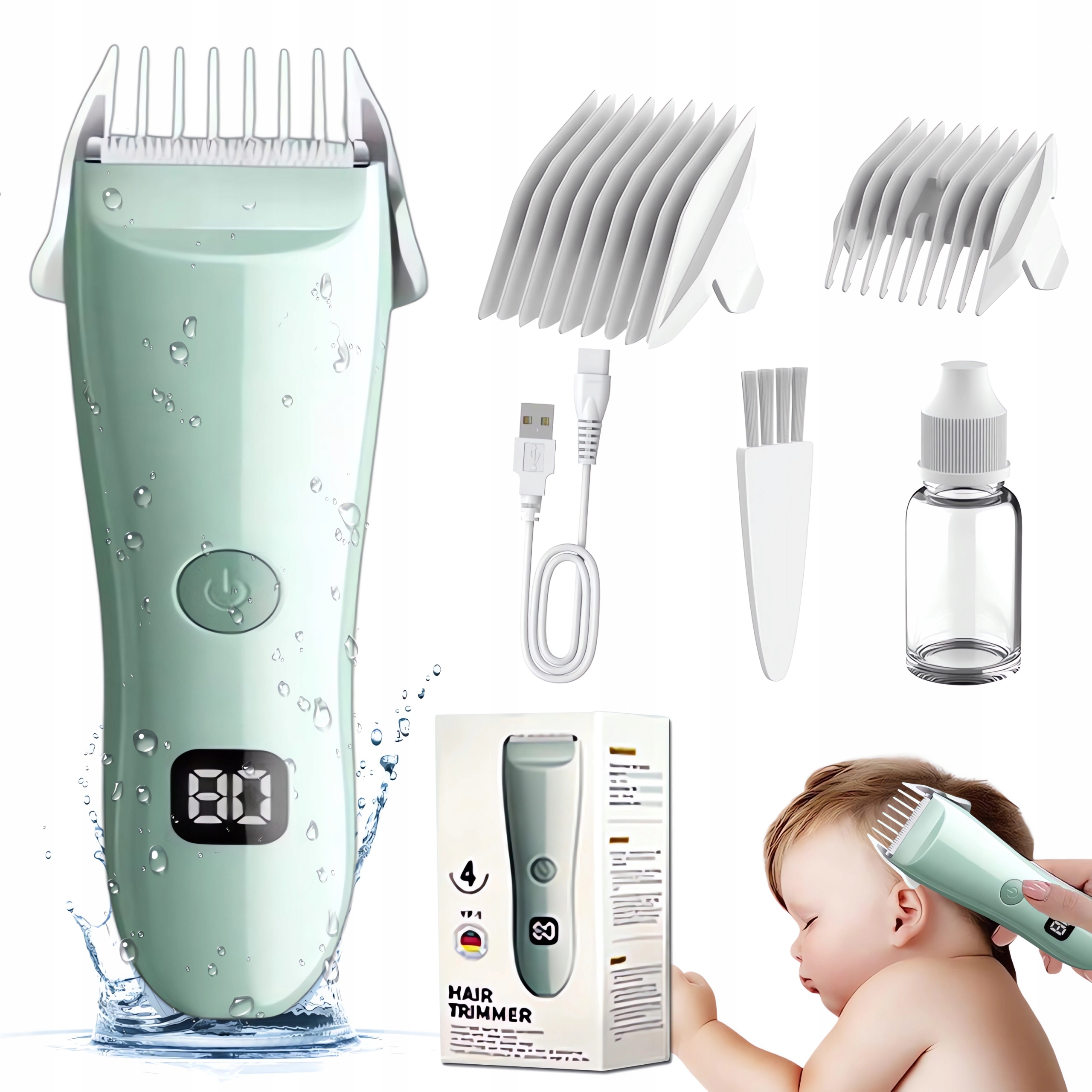 Konka Cicha Maszynka Do Strzyżenia Włosów Dla Dzieci Wodoodporna