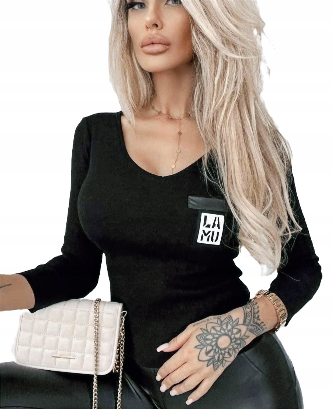 La..Mu Lamu halenka s žebrováním V-Eelegance černá L/XL-3