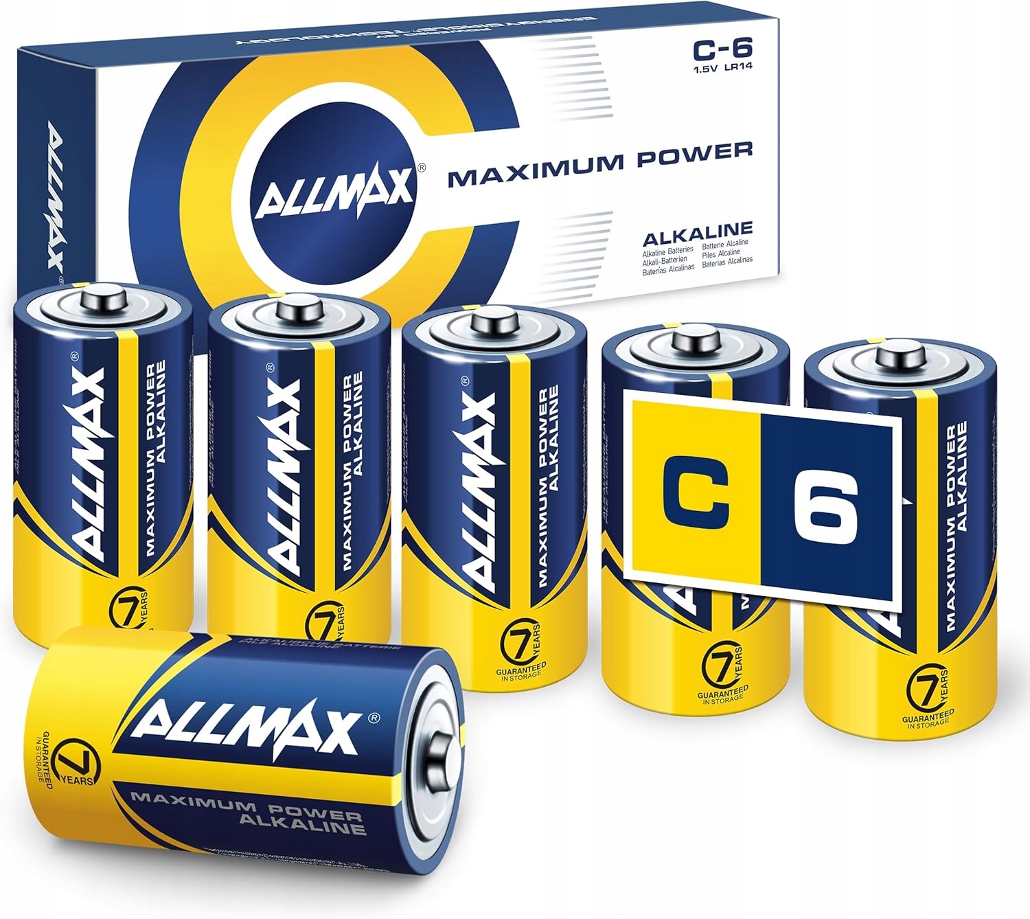 Allmax Bateria Alkaliczna C, LR14, 1,5V, Baterie Zestaw 6 Szt.