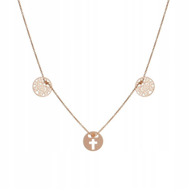 Choker Celebrytka s křížkem, náhrdelník, růžové zlato