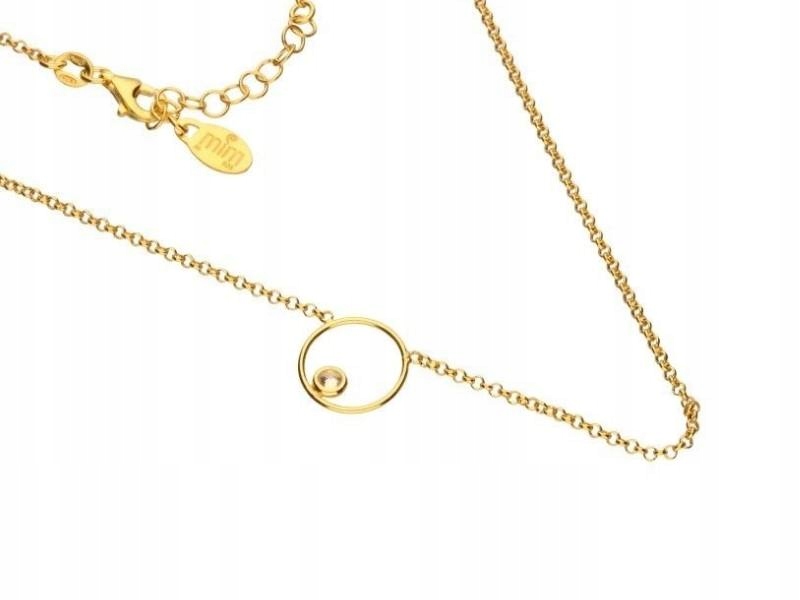 Stříbrný náhrdelník 925 pozlacený s kroužkem a přívěskem, módní vzor jako dárek