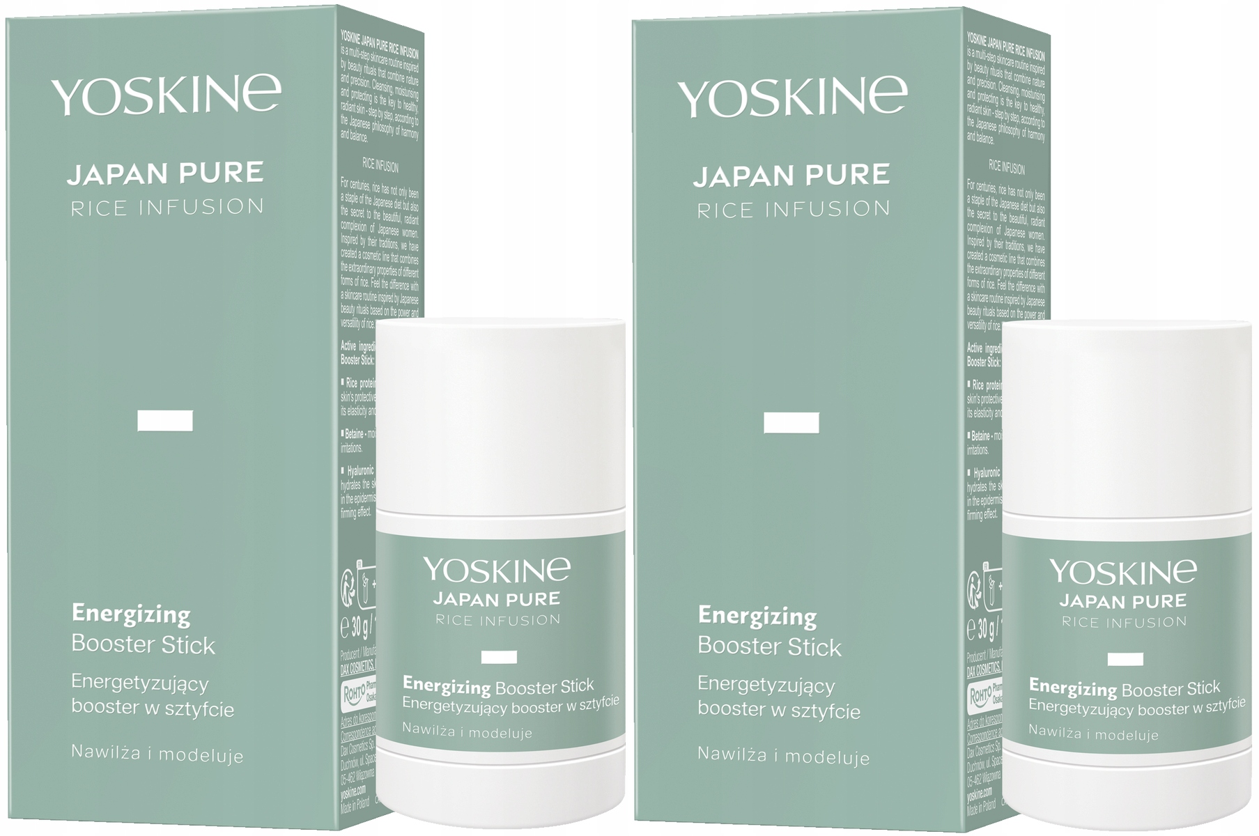 2 x Yoskine Japan Rice Energizující Booster v tyčince Kyselina hyaluronová