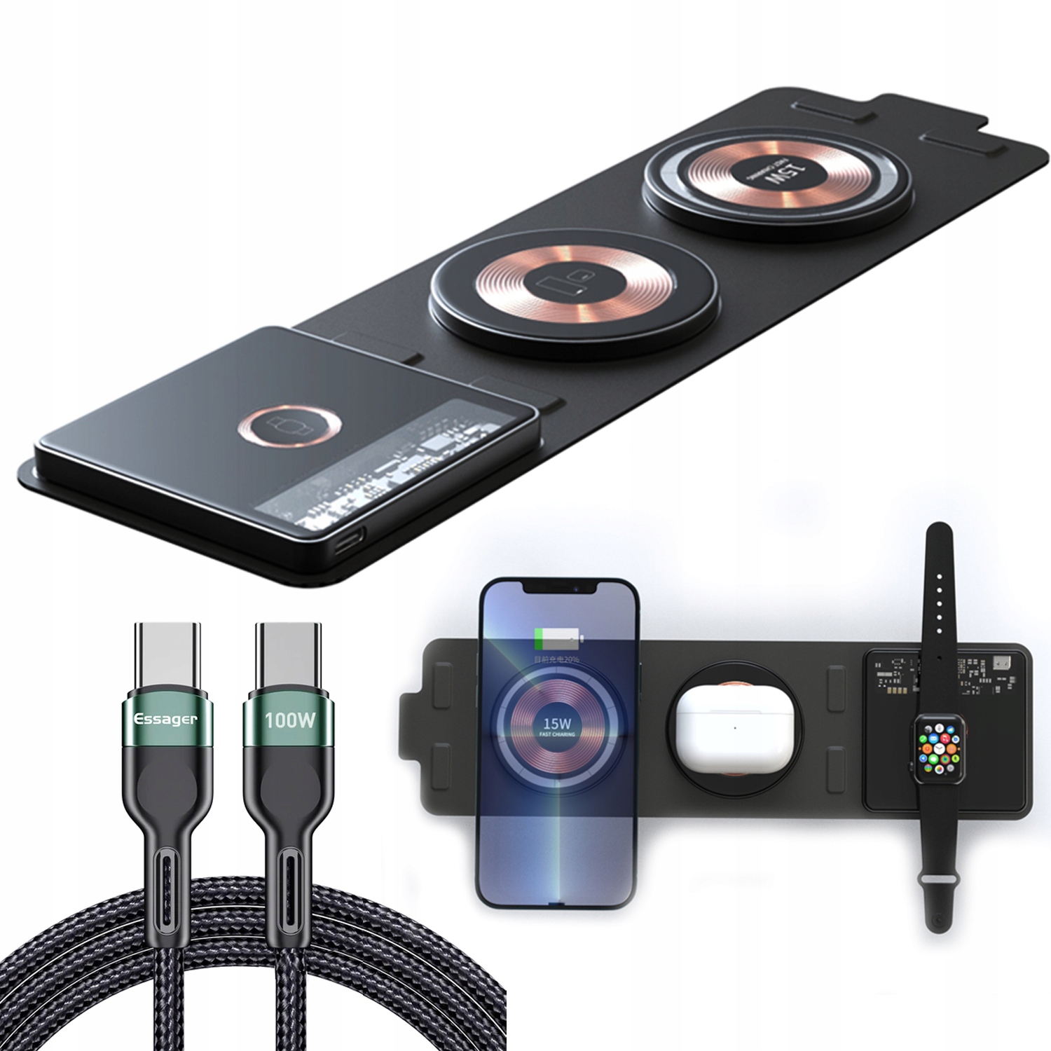 SZYBKA ŁADOWARKA BEZPRZEWODOWA MAGNETYCZNA 3w1 30W