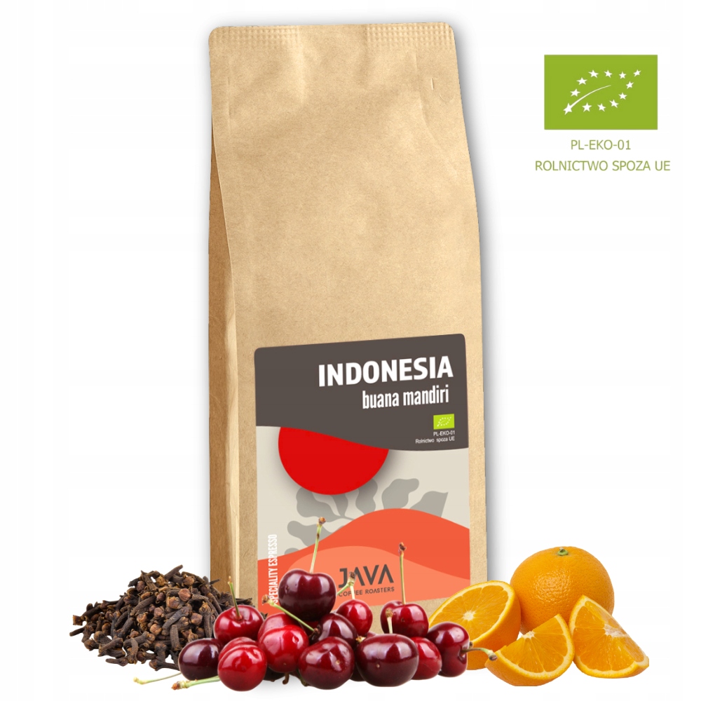 Levně Káva zrnková Organic Indonesia Buana Mandiri 1 kg čerstvá do kávovaru