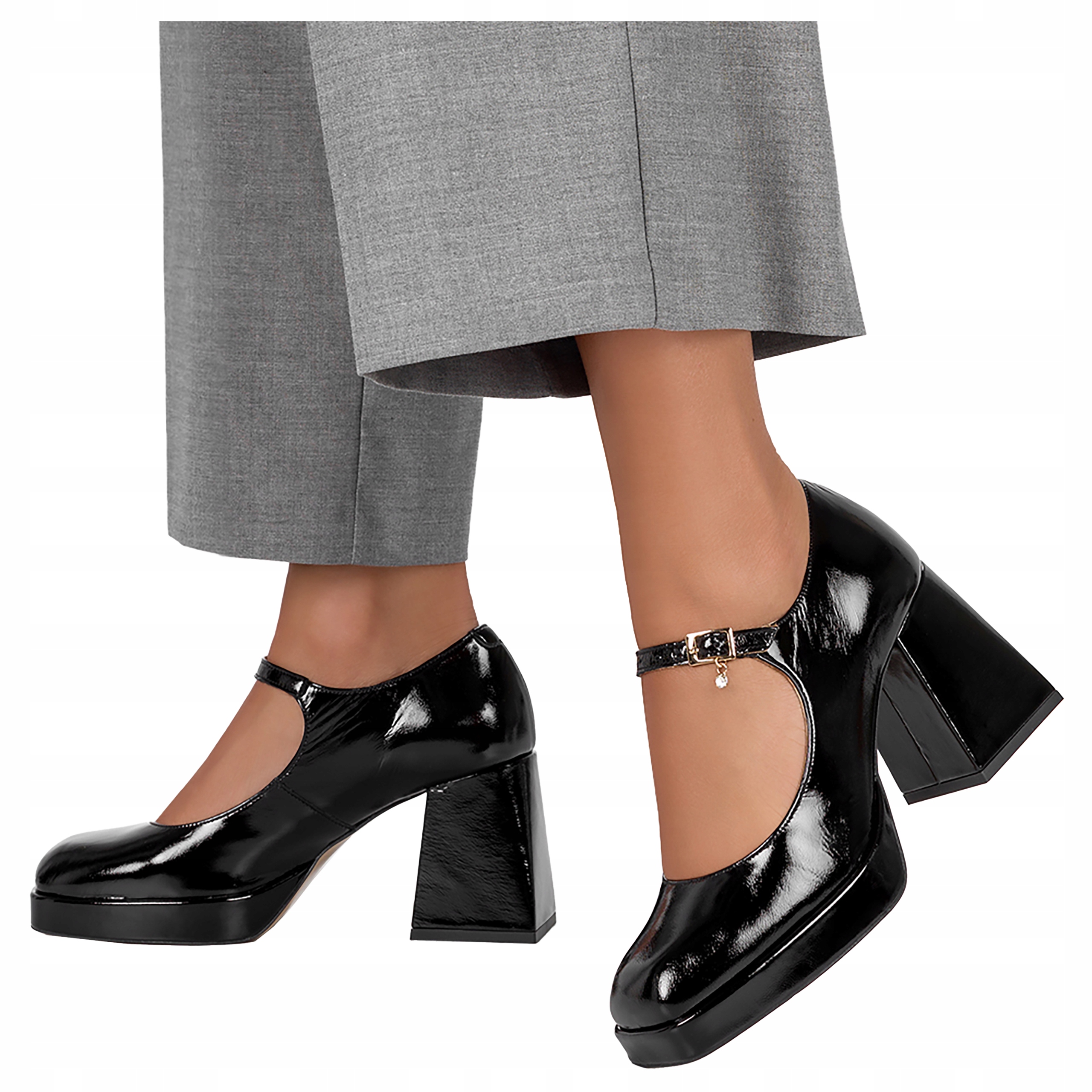 Dámské Kožené Lodičky Lakované Na Kostce 40