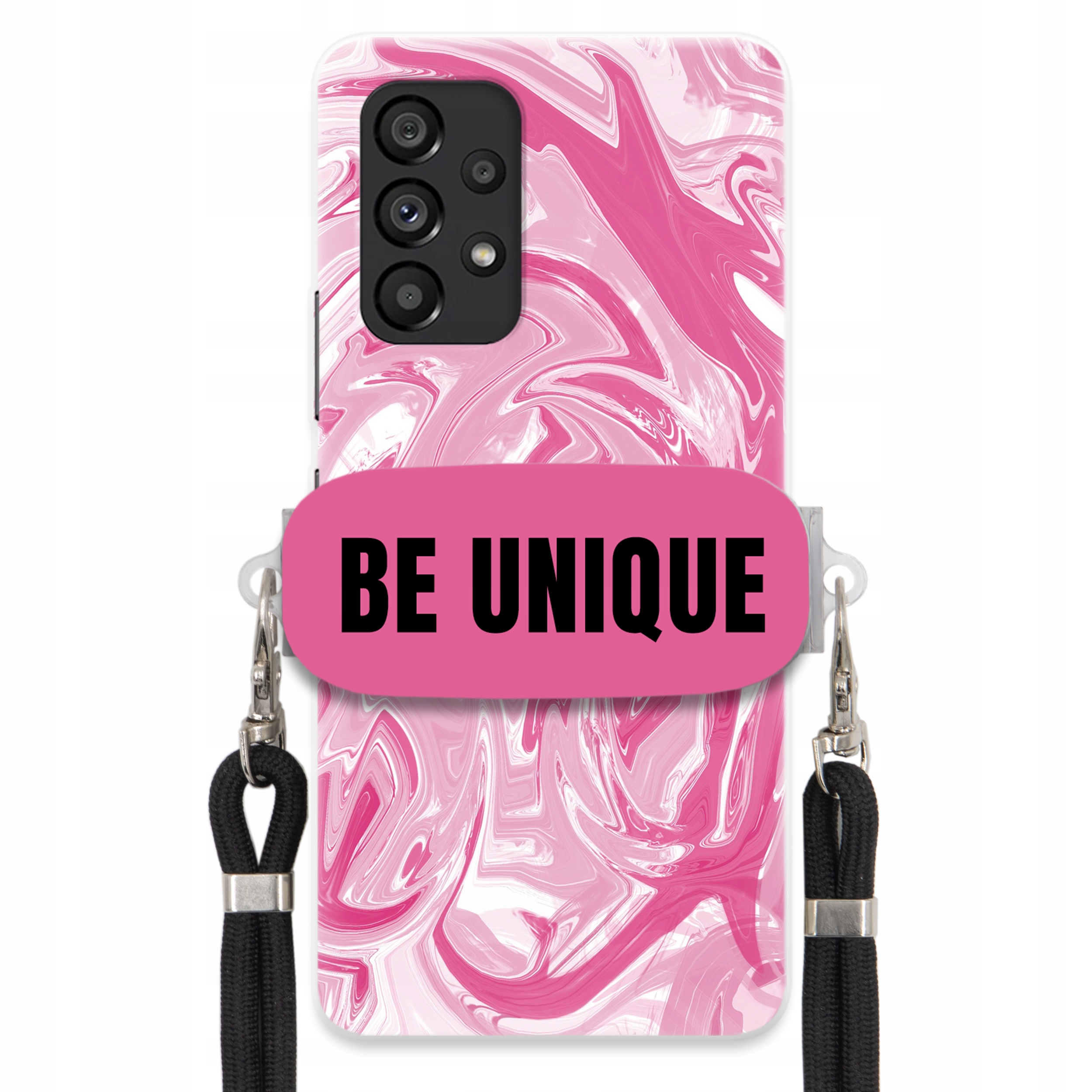 Puzdro na Samsung M53 5G Case držiak Šnúrka Čierna Ružová Mramor Be Unique