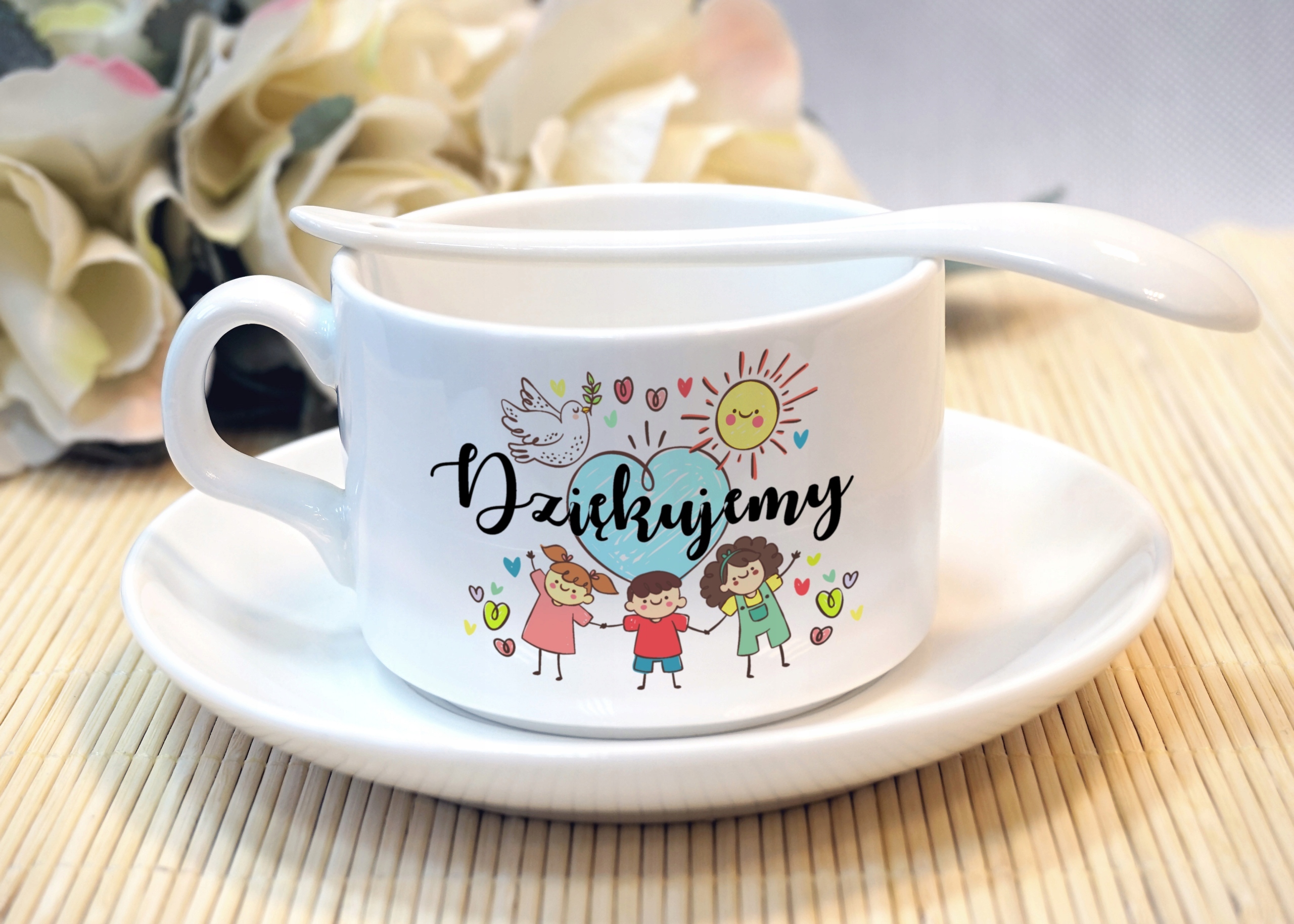 Csésze csészealj Ajándék óvónőnek NYOMTATÁS Űrtartalom 150 ml