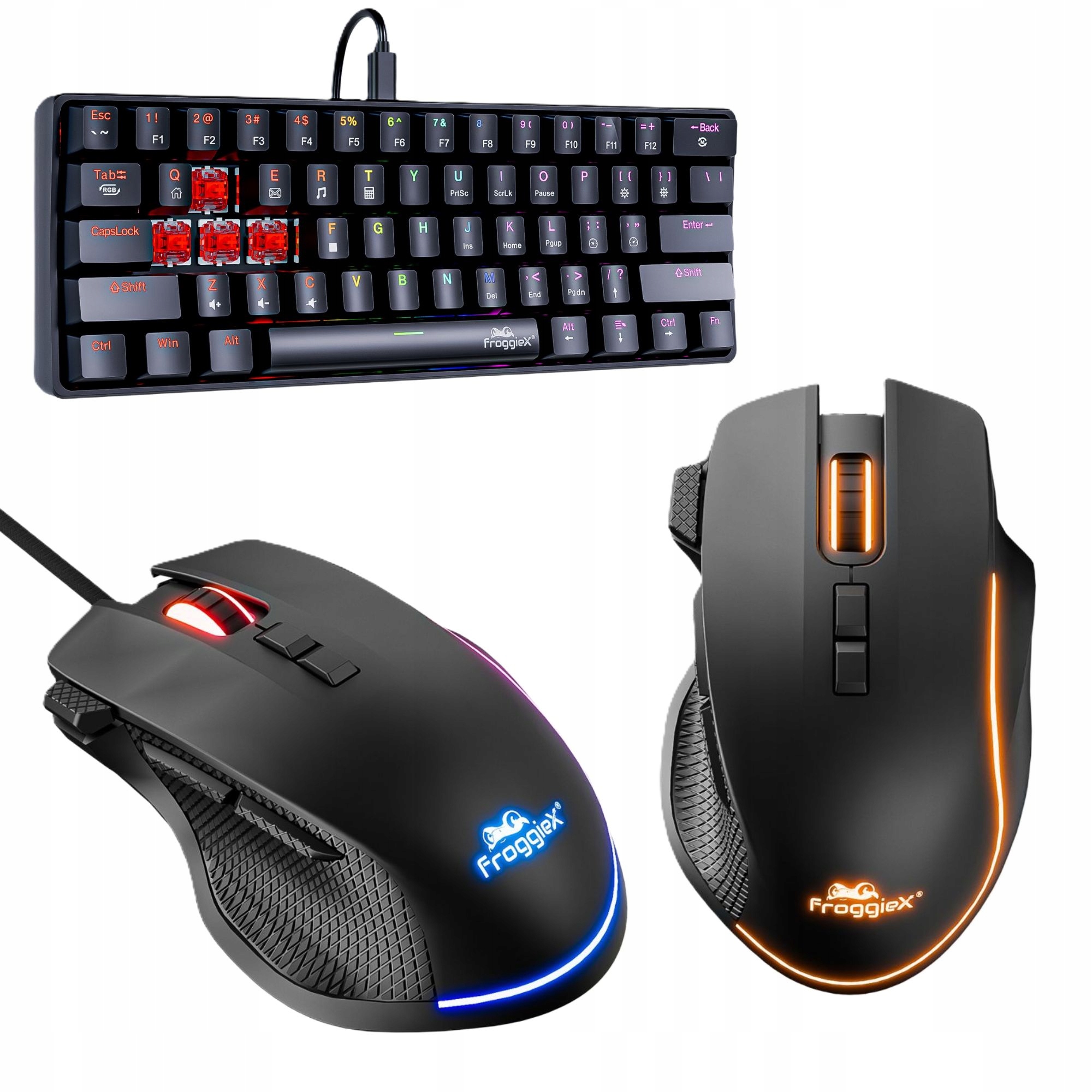 Zestaw Mechaniczna klawiatura Rgb i Gamingowa mysz Hurricane-X 12800 Dpi