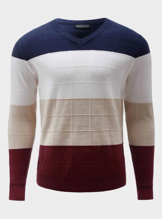 SHEIN MĘSKI KOLOROWY SWETER KLASYCZNY BASIC XL VUE