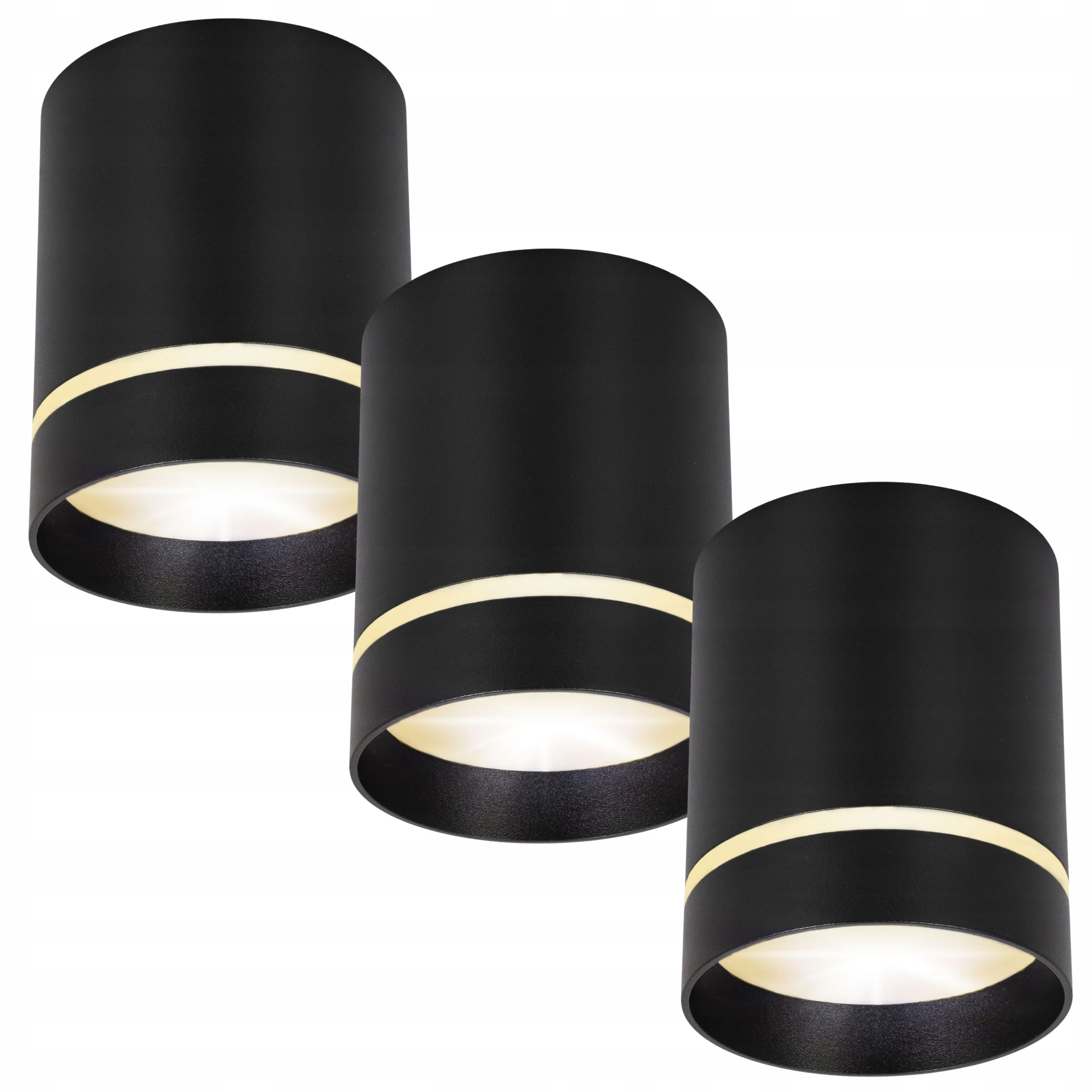 3X Led nástěnné svítidlo Halogenový spot Tuba GU10 80x100 mm Černé kulaté
