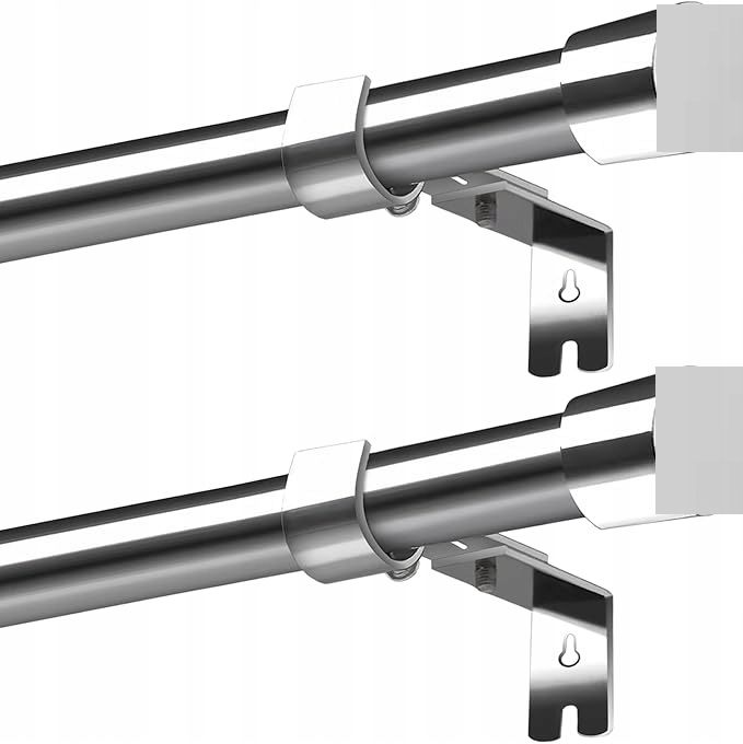 Garnýž Na Záclony 200 220 CM, Stříbrný, Nastavitelný Úchyt, Průměr 2 CM