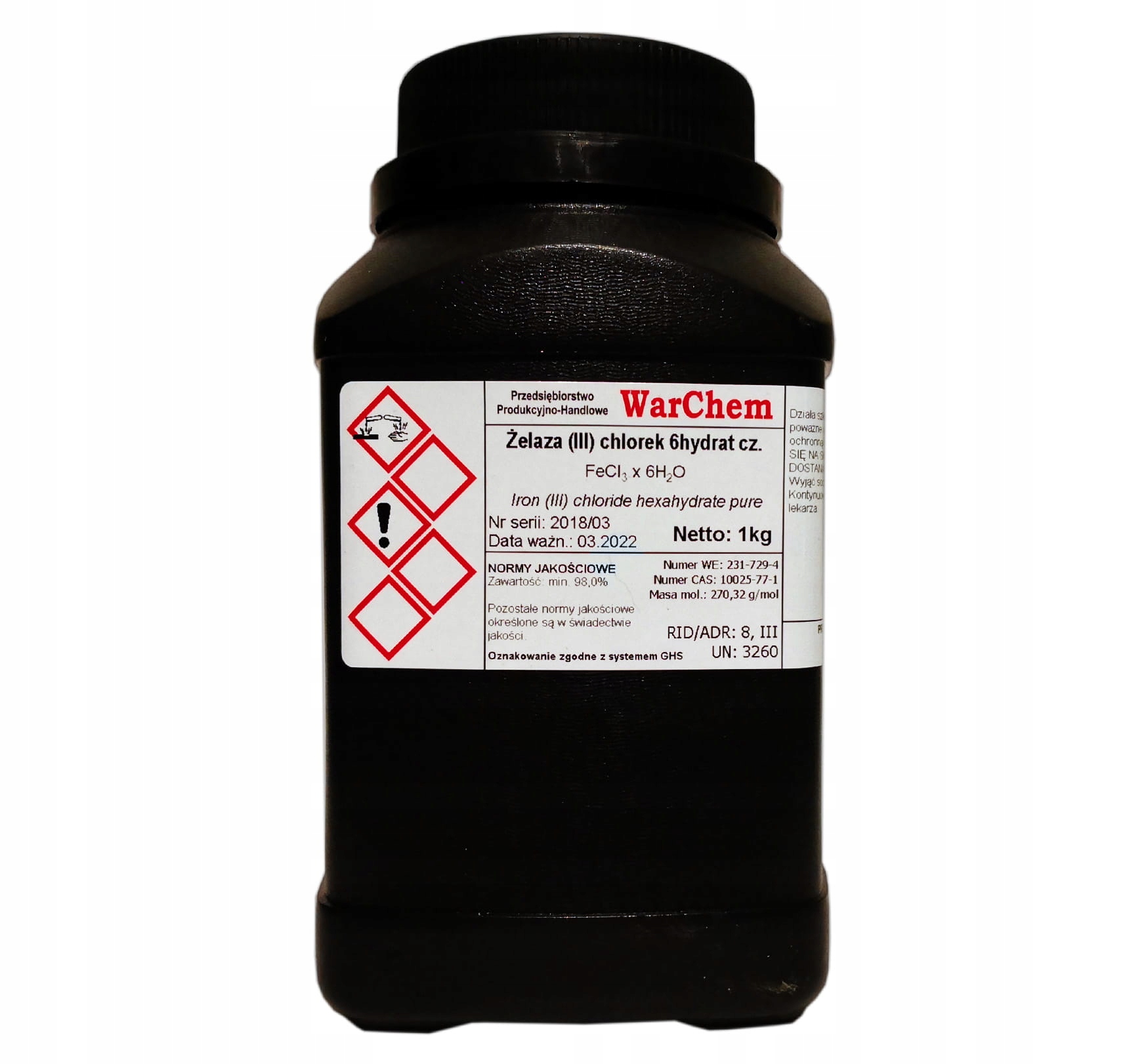 

Chlorek Żelaza (III) 6hydrat czysty 1kg Warchem