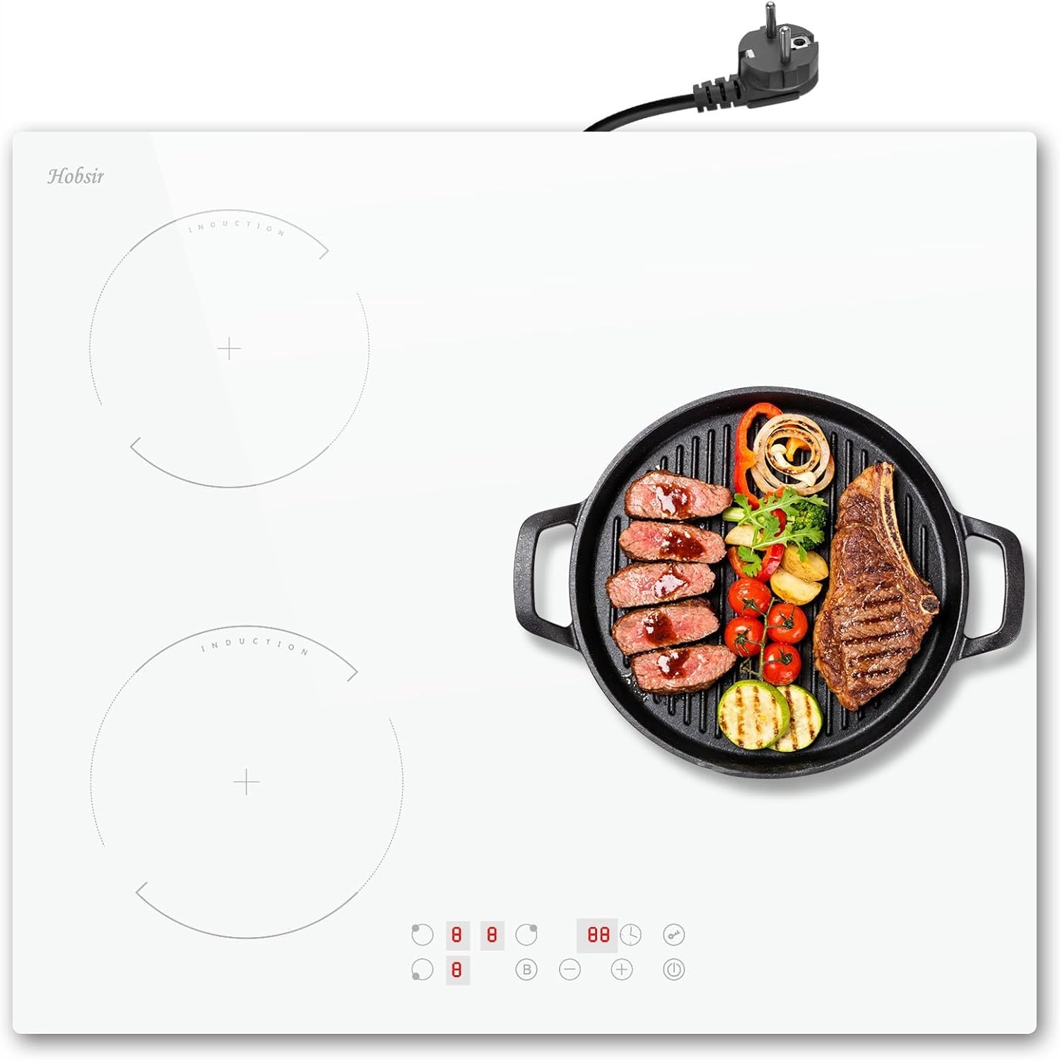 Płyta Indukcyjna 3 strefowa Biała 60cm 3500W Płyta kuchenna Do Zabudowy