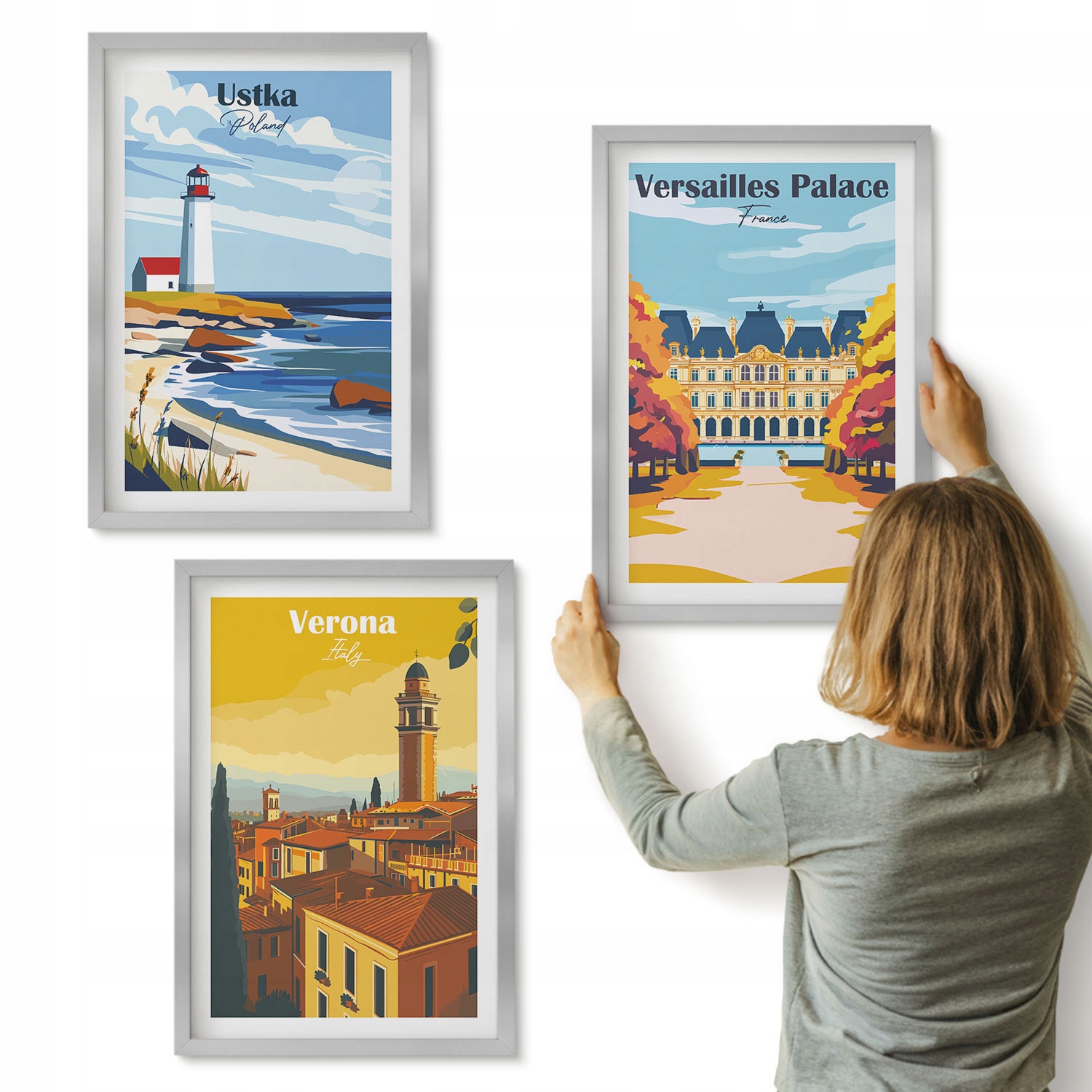 Nástěnná dekorace Obrazy Sada 3x 40x60 Pohledy na místa u moře měst