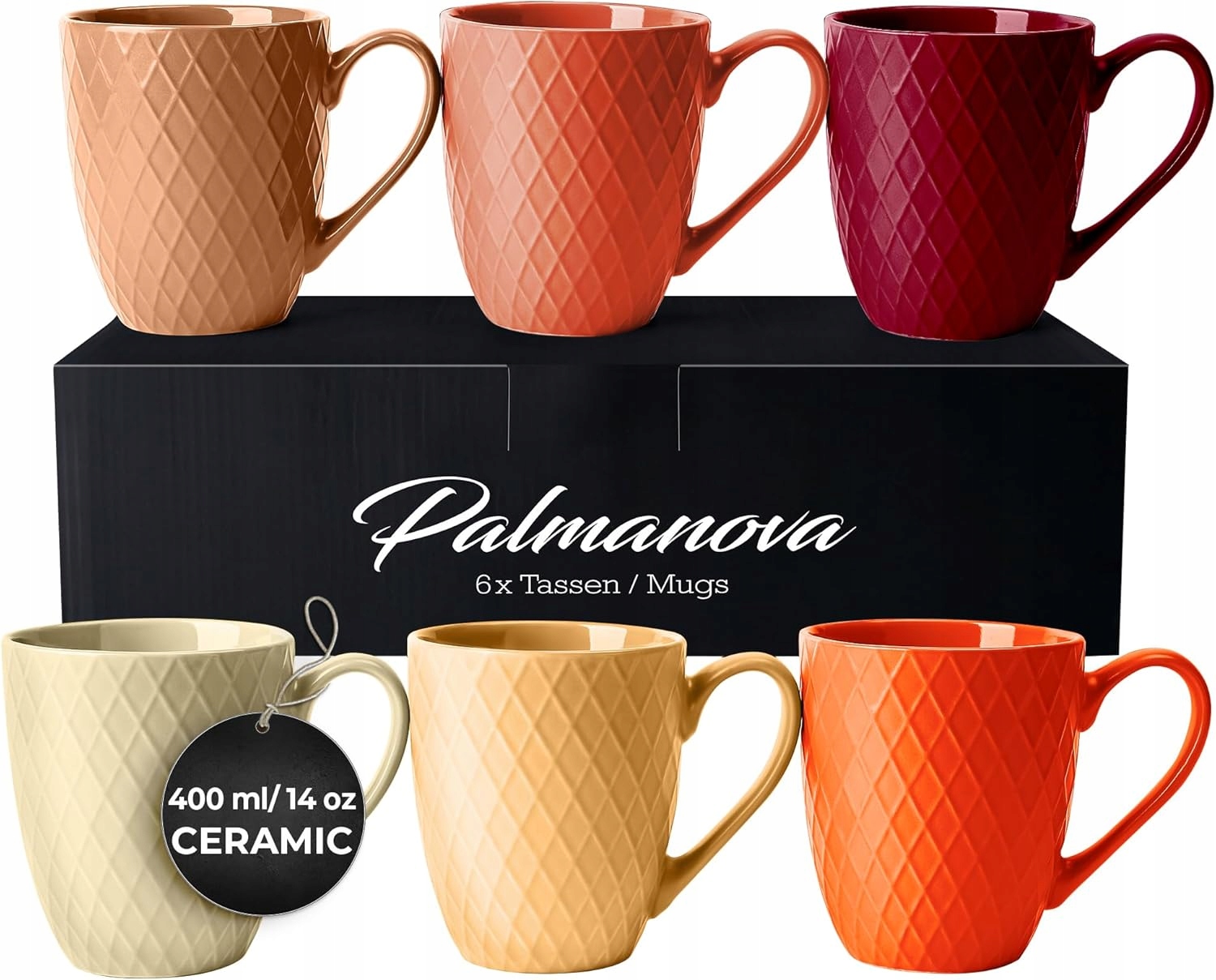Keramické Poháre 400 ML Sada 6 Kusov Palmanova Farebná Jar Leto