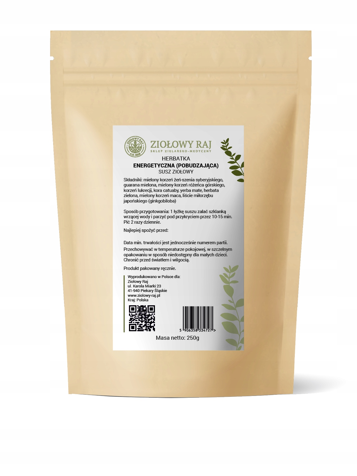 Povzbuzující bylinky na energii a koncentraci 500 g Ženšen Guarana YerbaMate