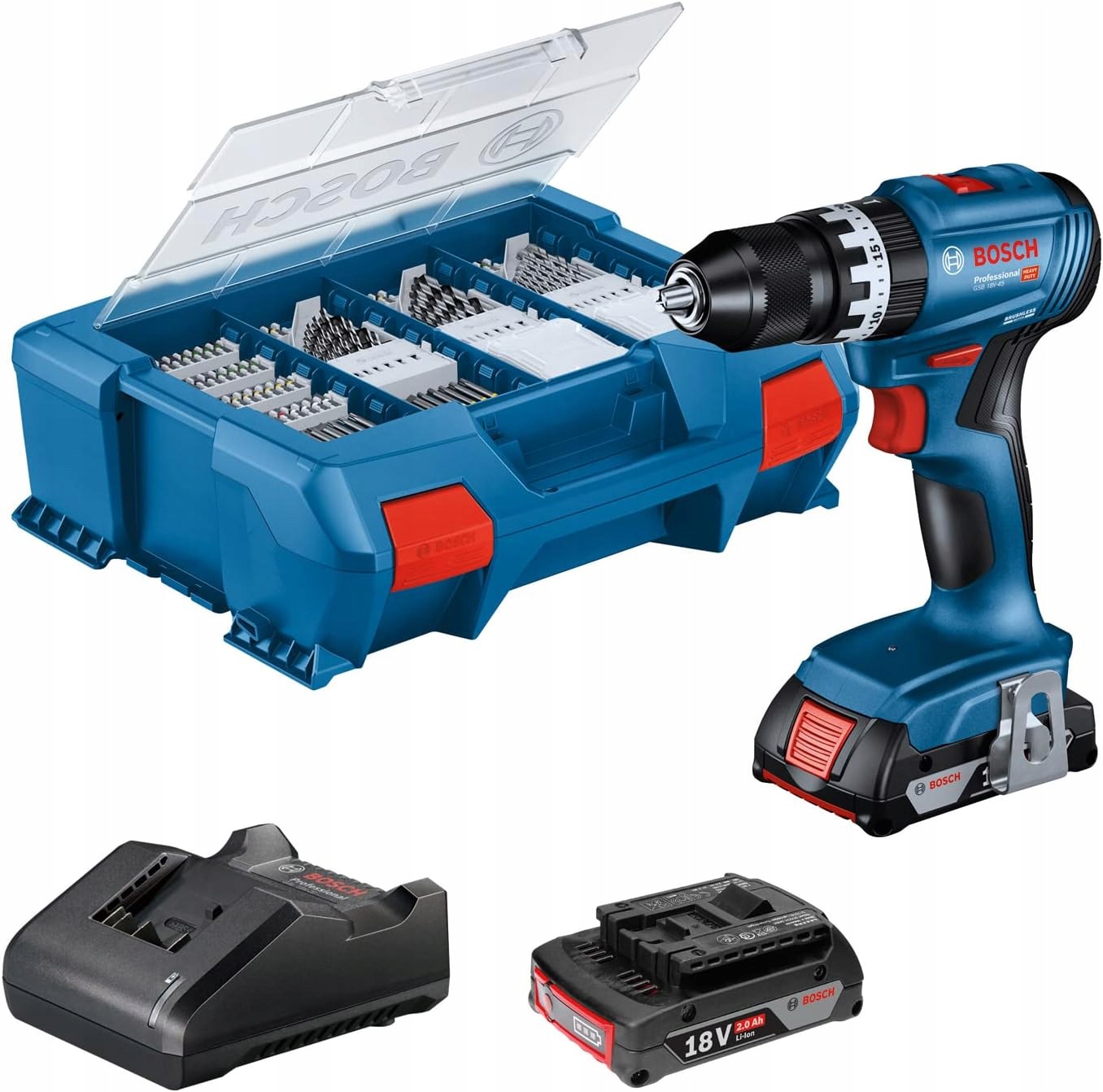 Bosch Gsb 18V-45 2x 2.0Ah Akcesoria L-case 06019K3306