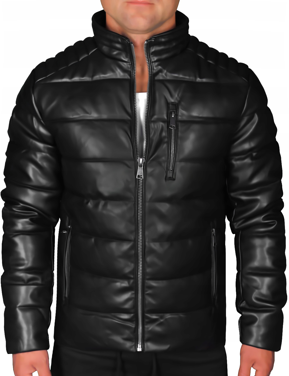 Zimní Kožená Prošívaná Bunda Pánská Zateplená Kůže