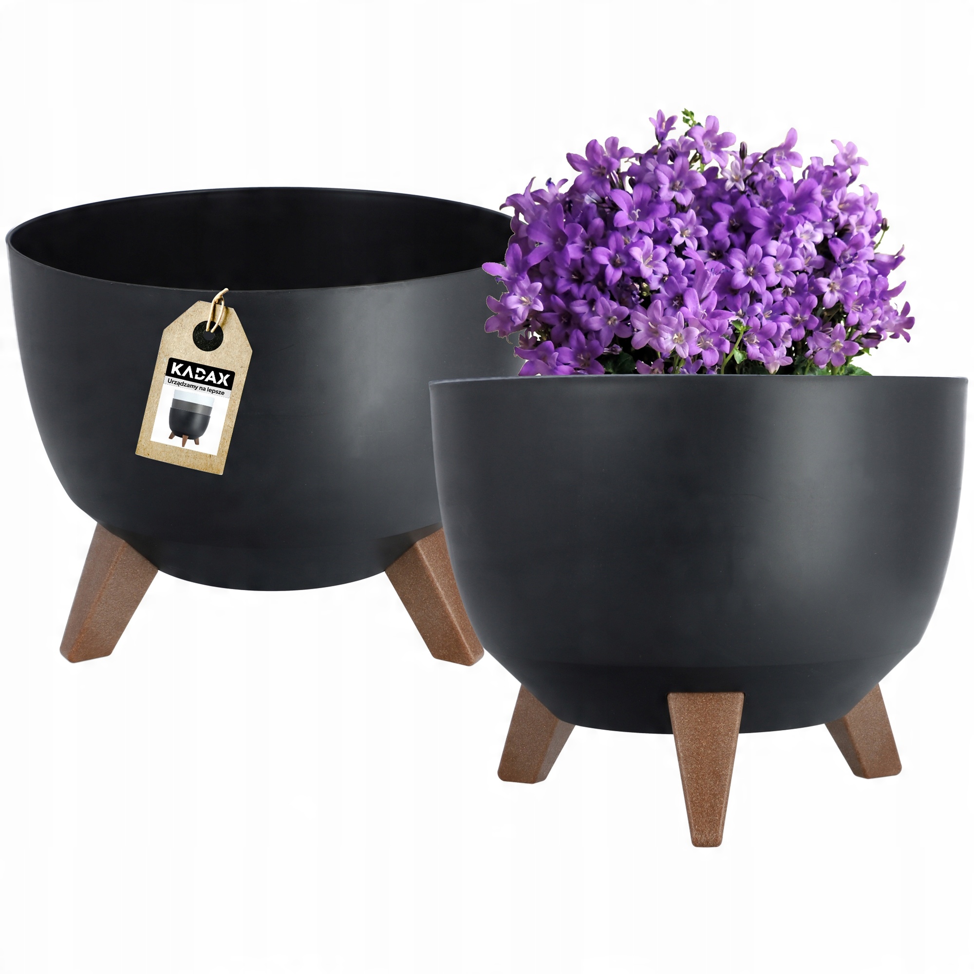 

Doniczka Osłonka Na Kwiaty Z Wkładką Czarna 29cm