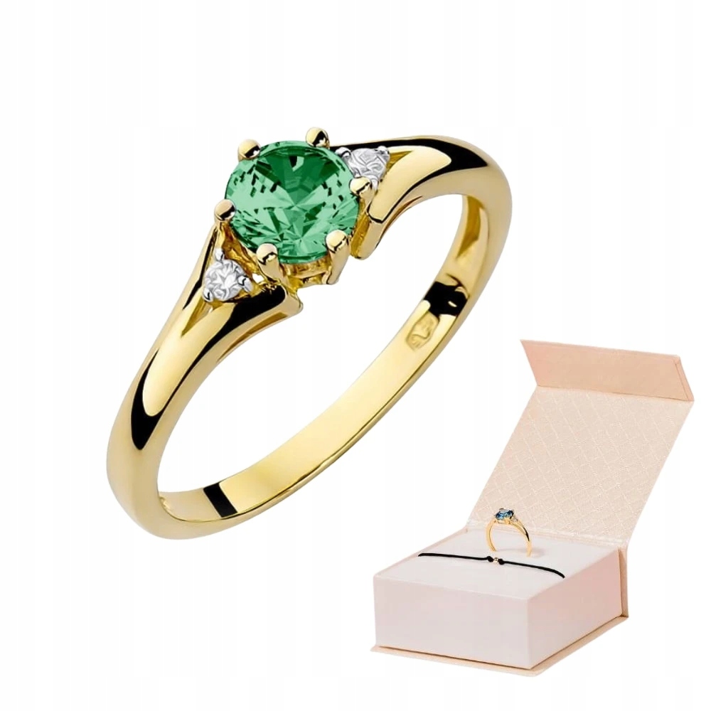 Zlatý Prstýnek 585 Smaragd 0,50 ct Brilianty Zlatý Náramek