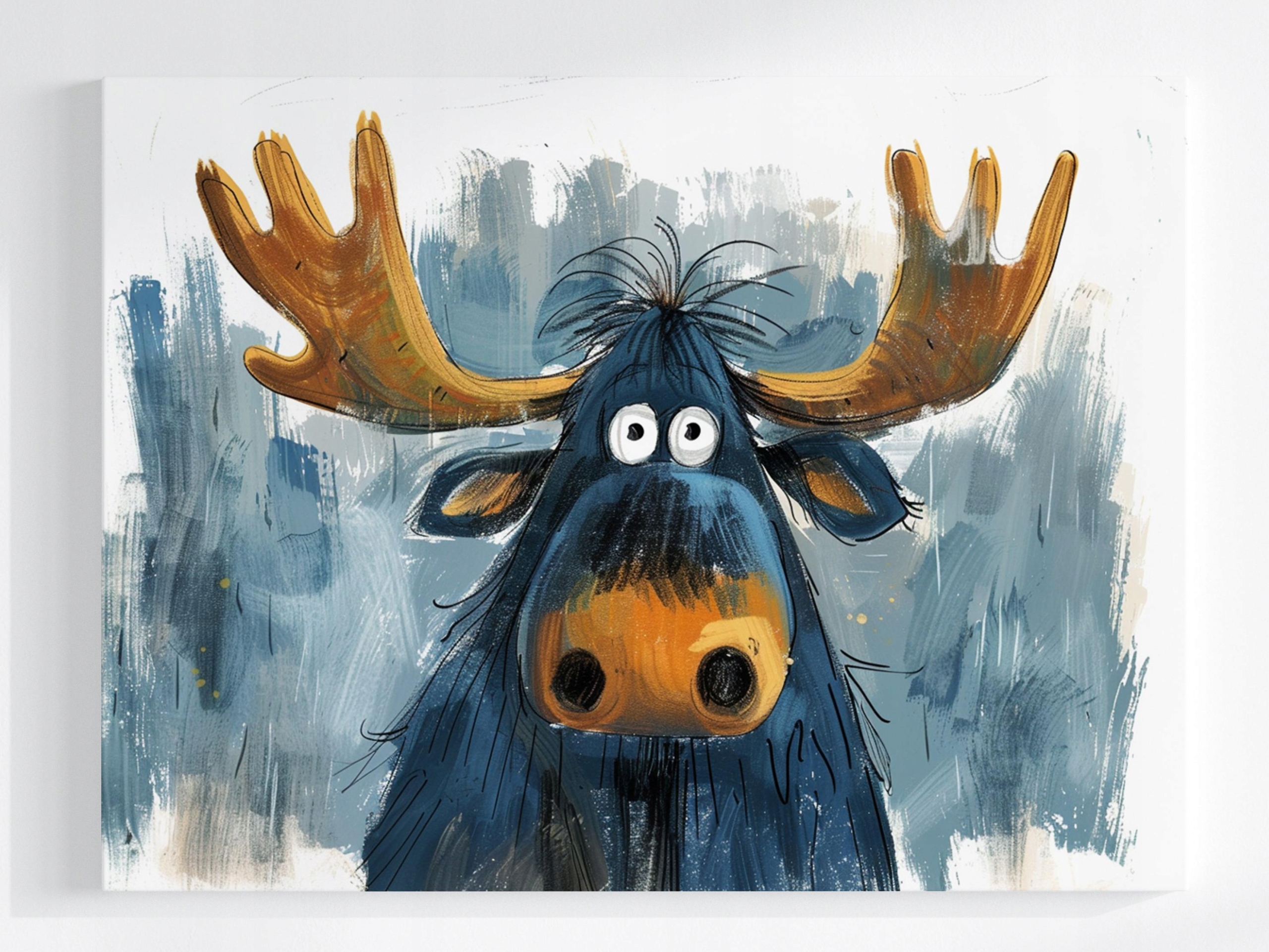 Obraz Na Plátně Canvas Portrét Zábavný Modrý Los Sob Roháč 80x60