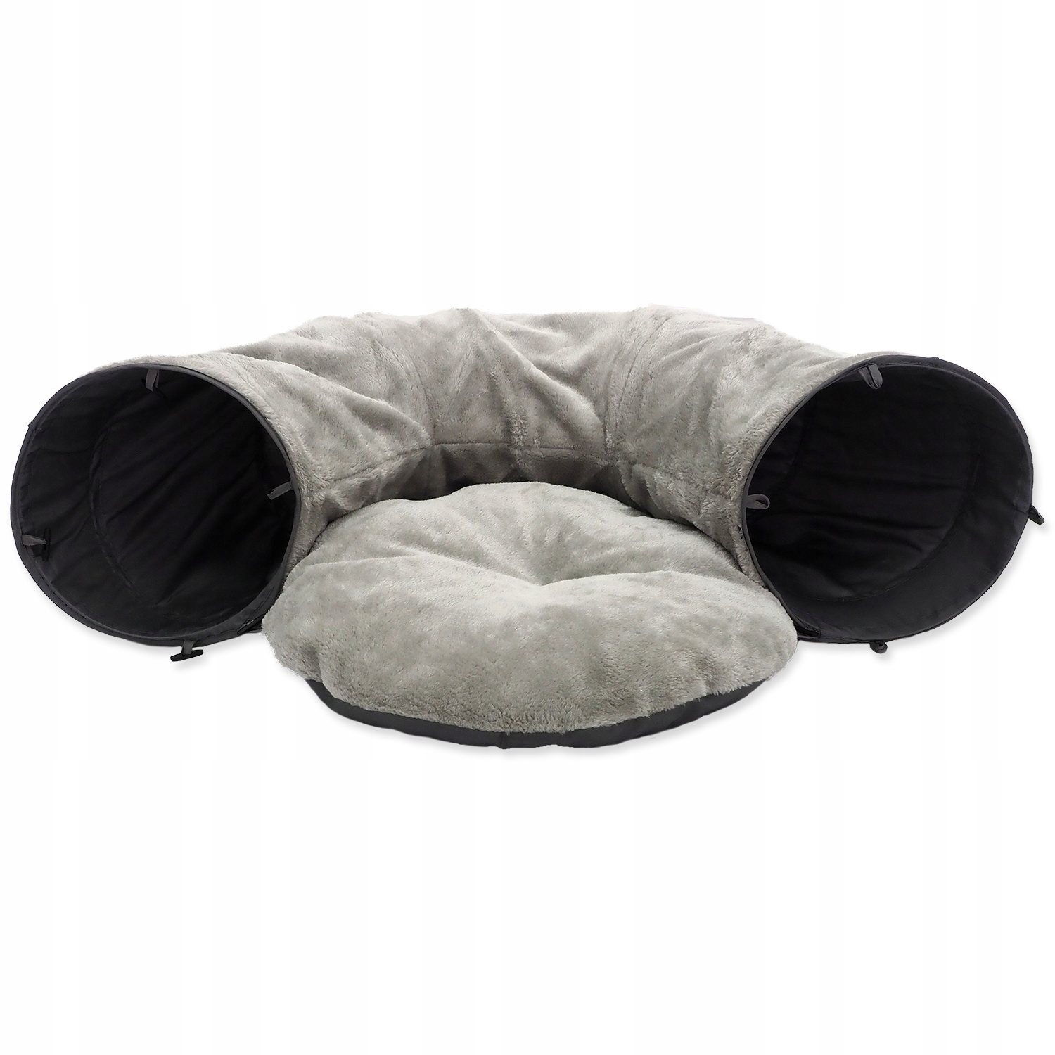 Levně Tunel Magic Cat plyš tvar U s polštářkem šedý 95x26cm