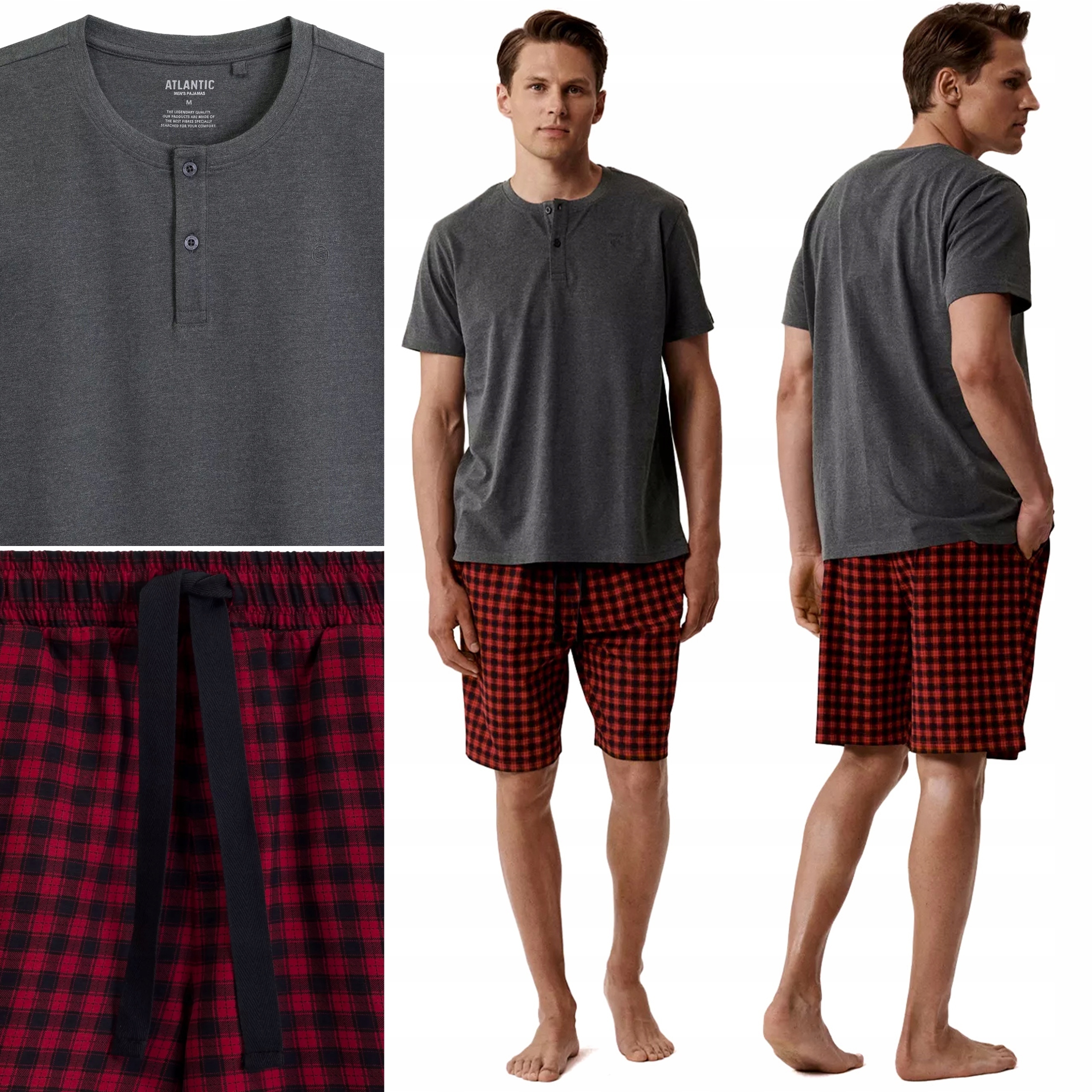 Pánské Pyžamo Atlantic NMP-397 Pyžamový komplet krátký bavlněný XXL