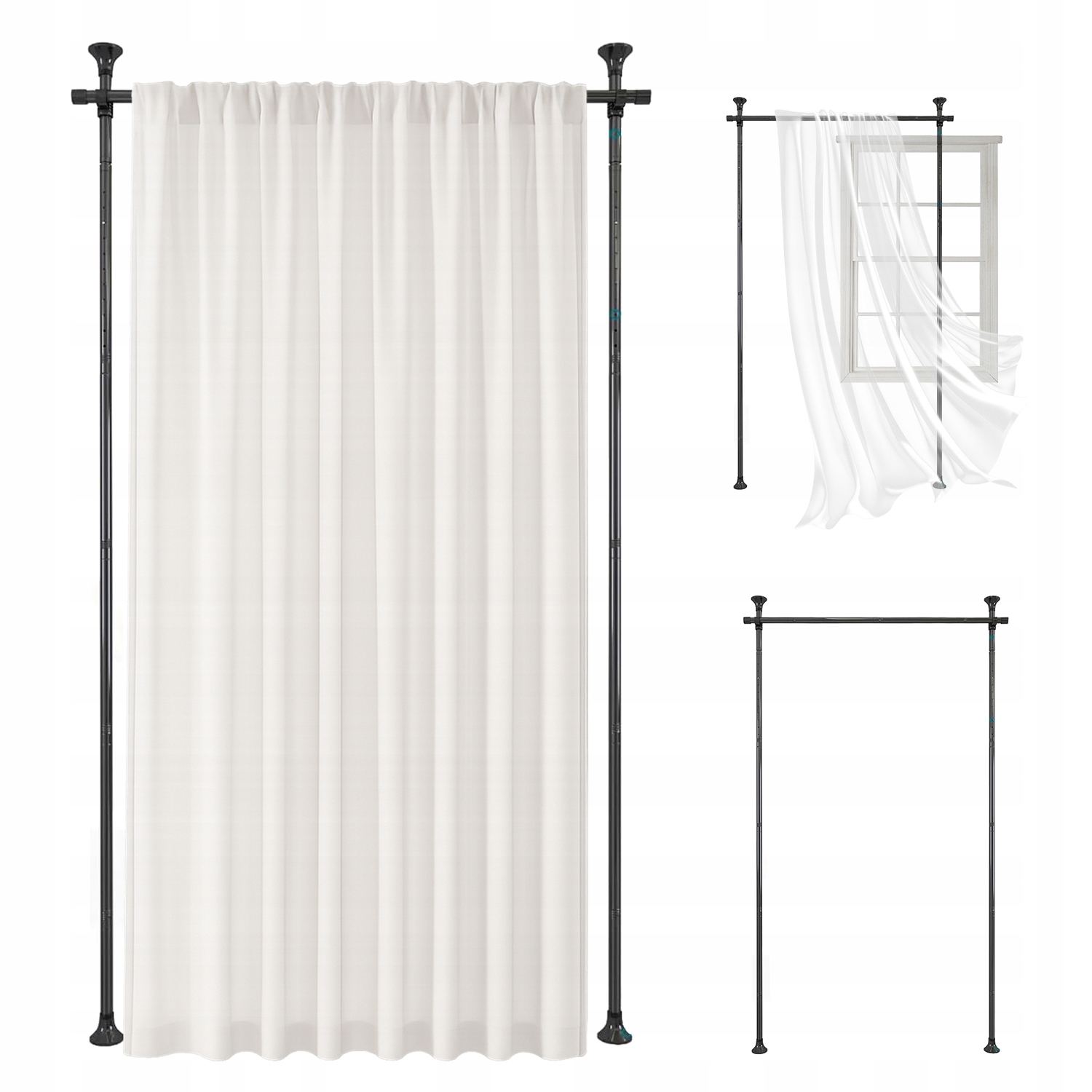 Garnýž Paraván Rozdělující Pokoj, Výška 122-320 CM, Šířka 70-182 CM, Černý Rám