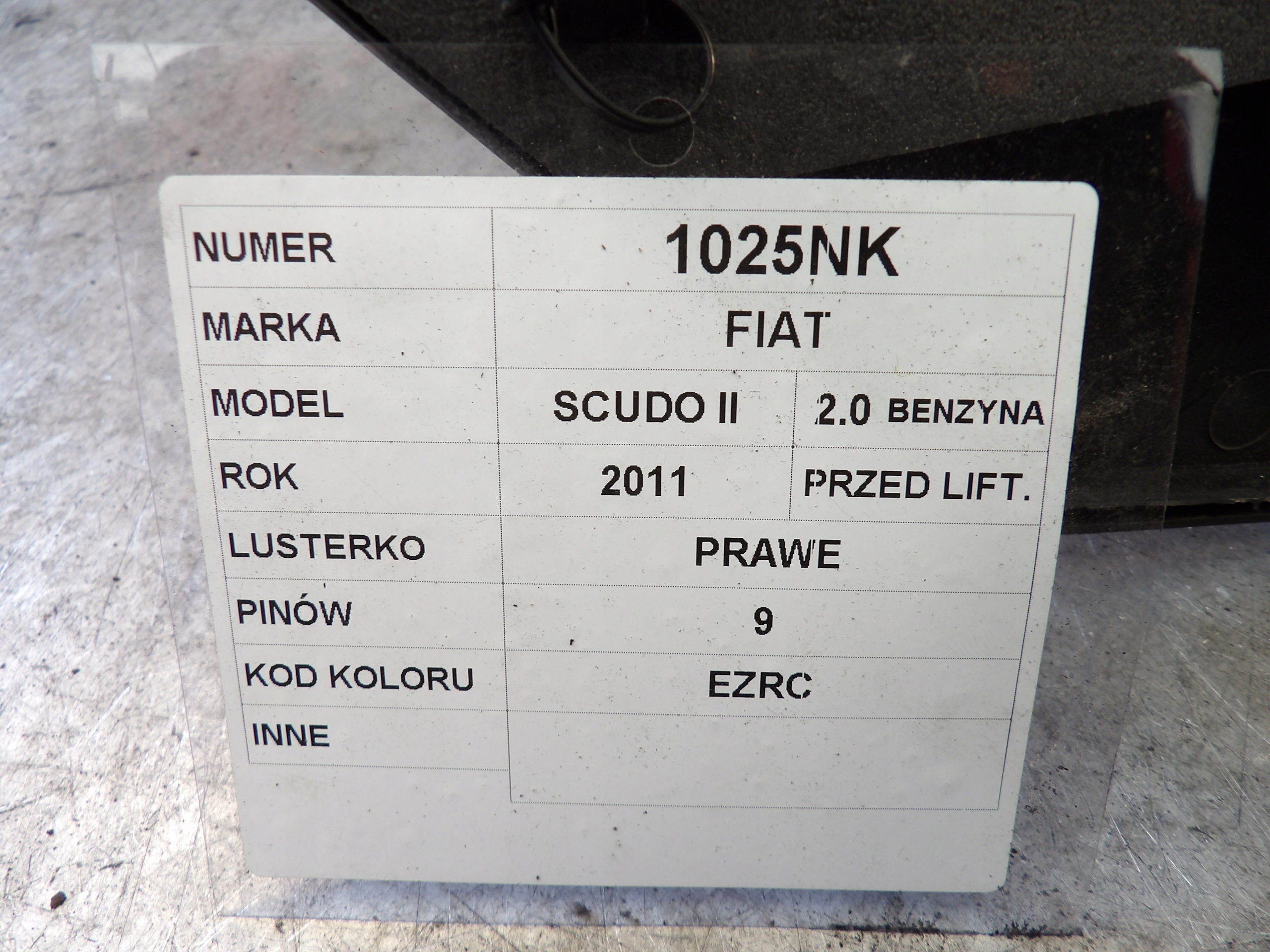 Fiat Scudo II mirror right lak. EZRC
