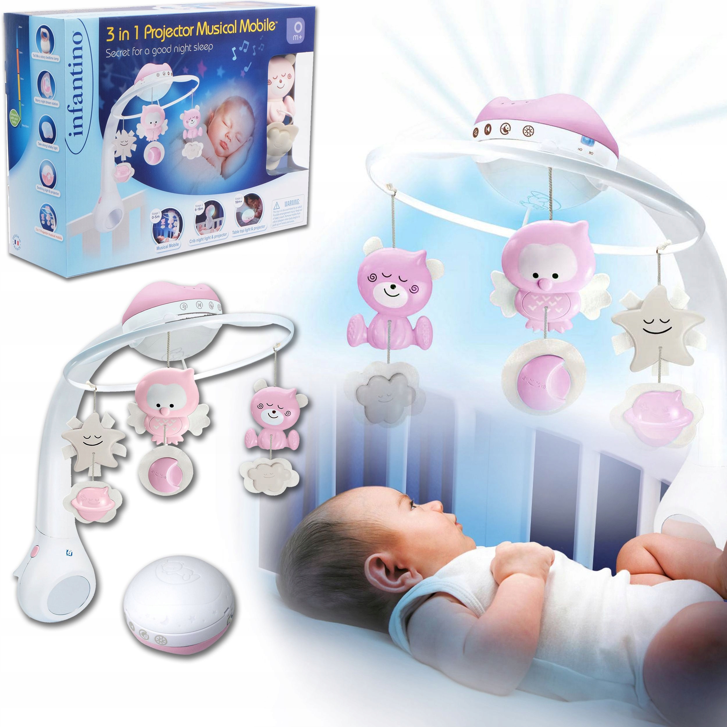 

B-Kids Muzyczna Karuzela Projektor Lampka 3w1 Pink