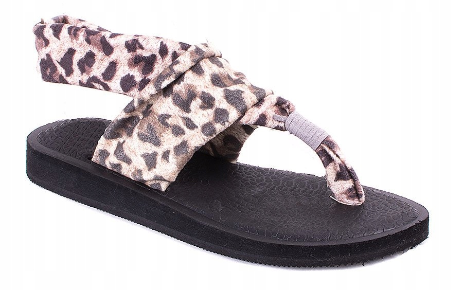 

3578 Piankowe Sandały Japonki W Panterkę Zamsz 38