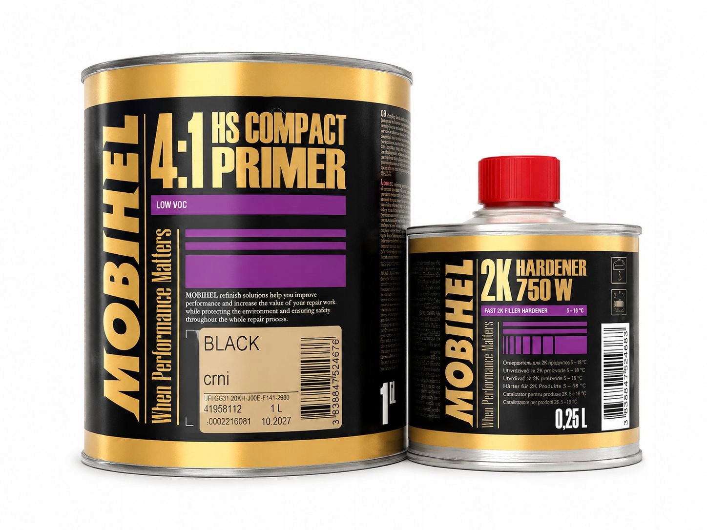 Mobihel Podkład Hs Compact Primer 4:1 Czarny plus utwardzacz 750 0,25L