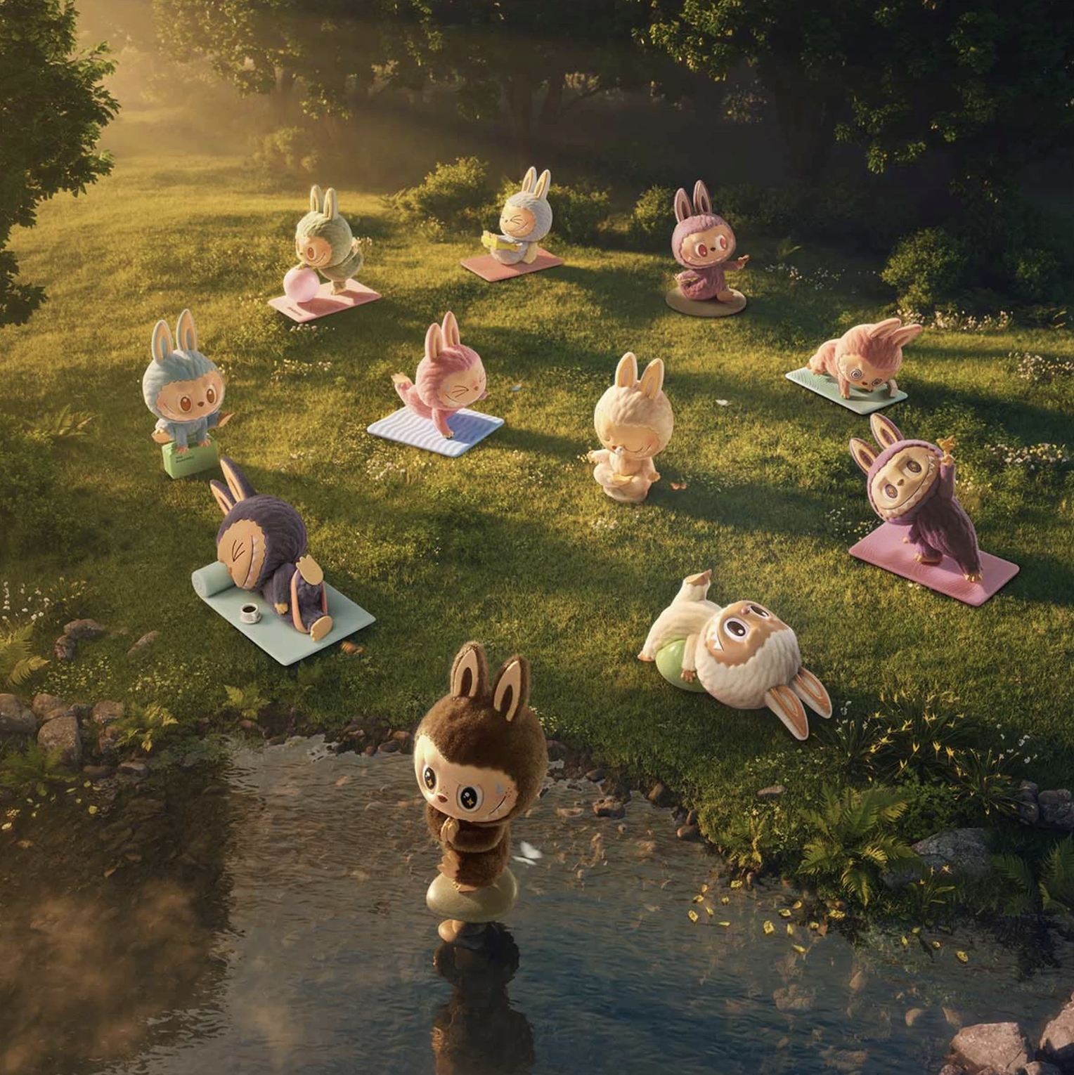 Oryginalne LABUBU The Monsters LAZY YOGA Seria Figurek