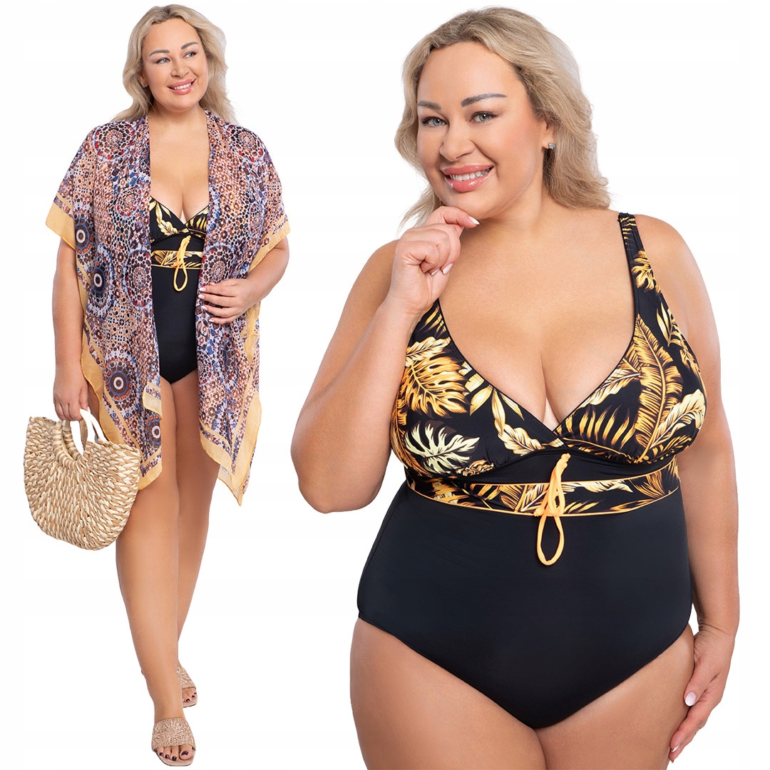 Jednodílné plavky žluté listy 48