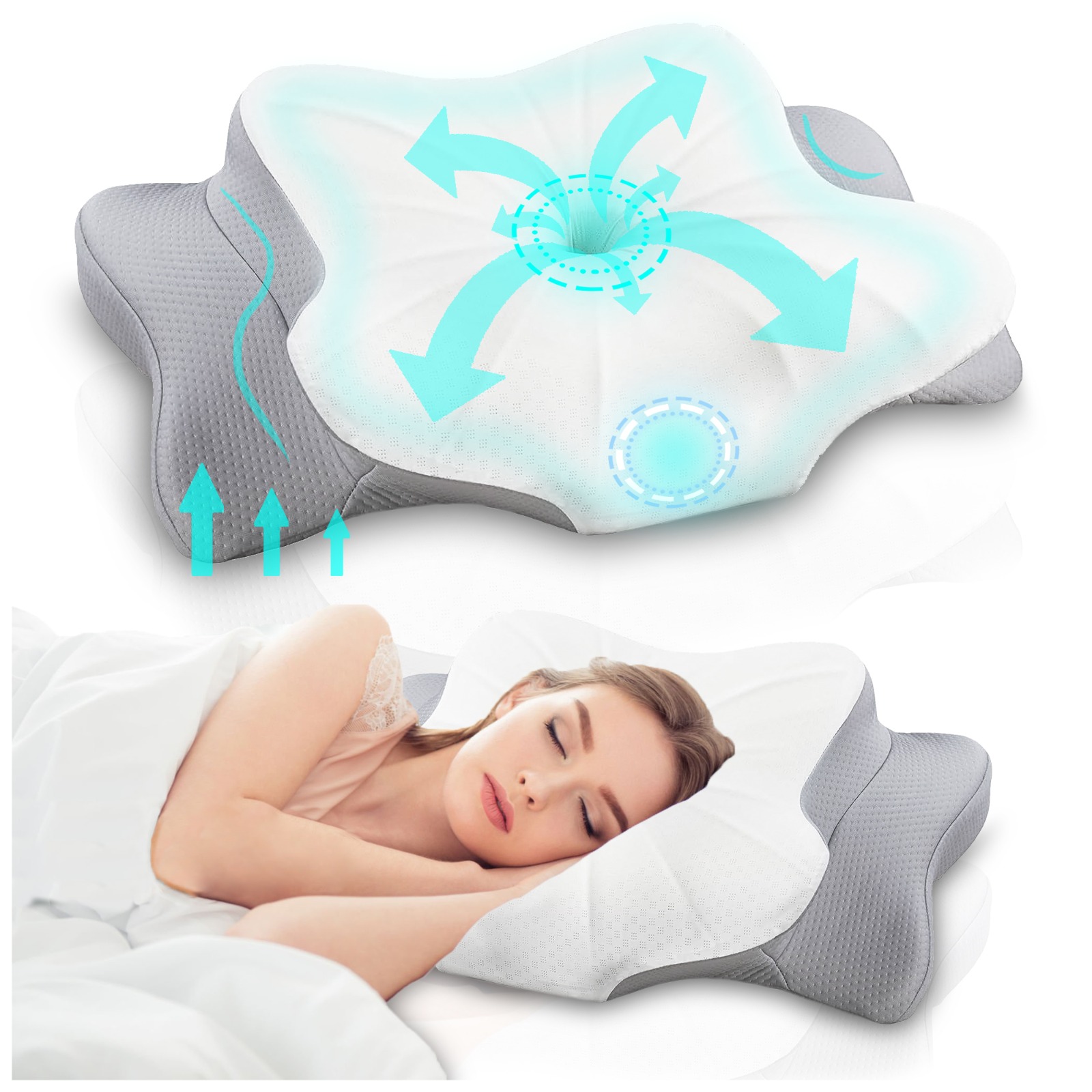 Poduszka Ortopedyczna Ergonomiczna Pianki Memory Profilowana Pod Kark Szyję