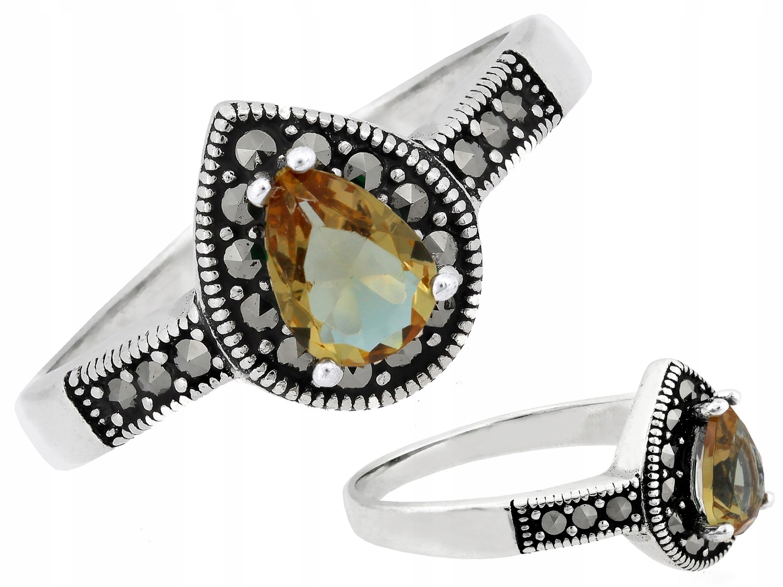 Stříbrný prstýnek 925 s bronzovou zirkonií je efektní pro ni jako dárek