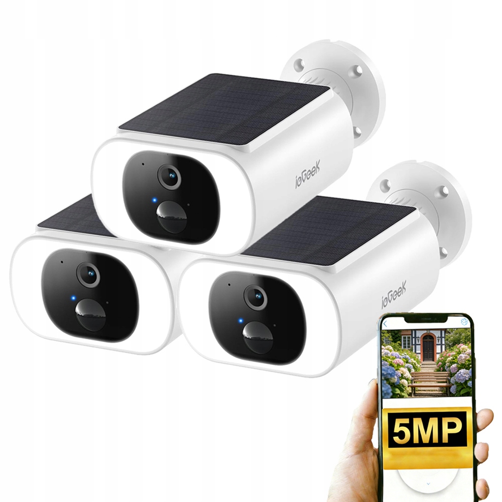 3 Kusy 2K Solární Wifi Kamera 5MPX Inteligentní Bezdrátová Baterie