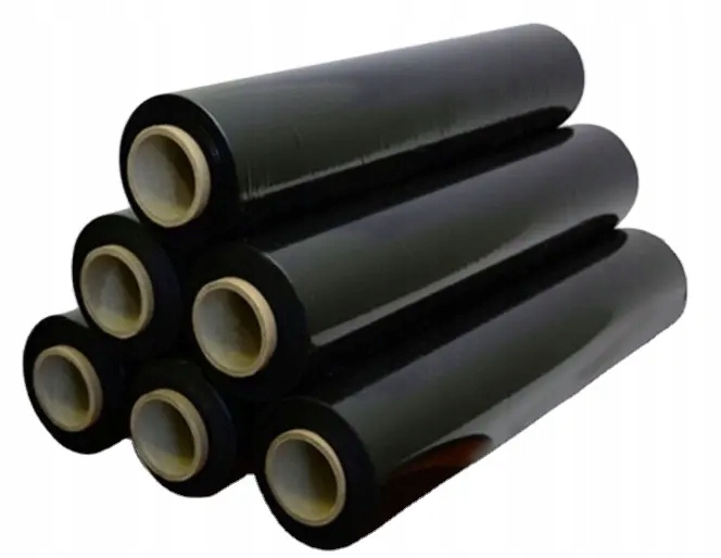 Folia stretch czarna xxl 3 kg mocna strecz dużo folii czarny mocny kryjąca Waga netto folii 2.7 kg