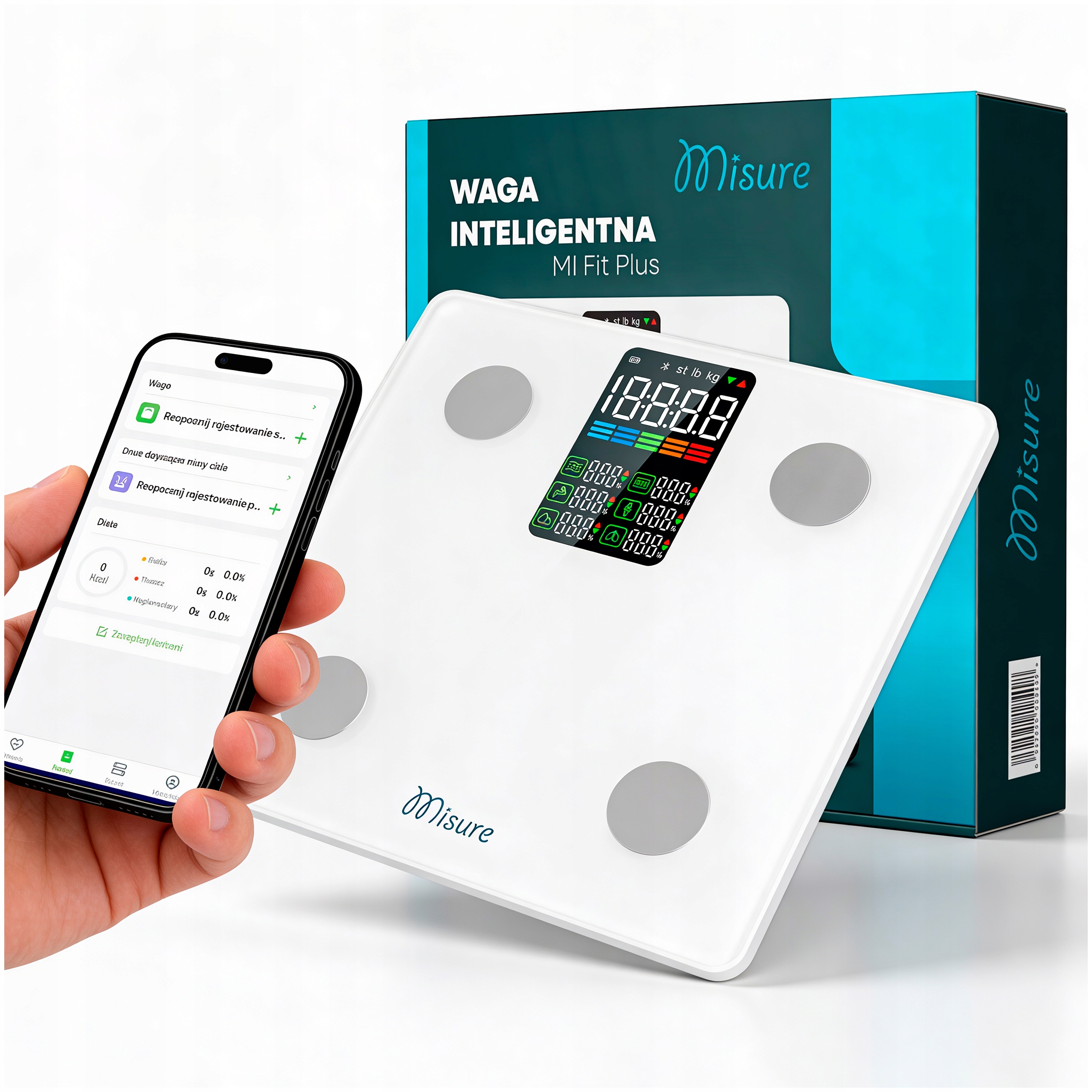 Waga Łazienkowa Elektroniczna Analityczna Biała Do 226 Kg Aplikacja Polska