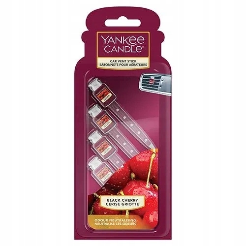 Yankee Candle Car Vent Stick patyczki zapachowe do auta Black Cherry 4x8g