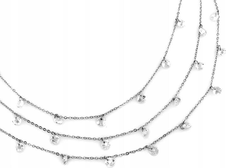 Stříbrný trojitý náhrdelník 925 efektní zdobený zirkony r42 přívěsek