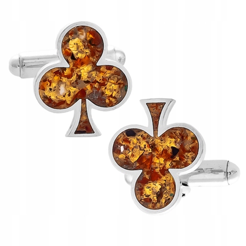 Stříbrné manžetové Knoflíčky Trefl z baltský jantar Stříbro 925