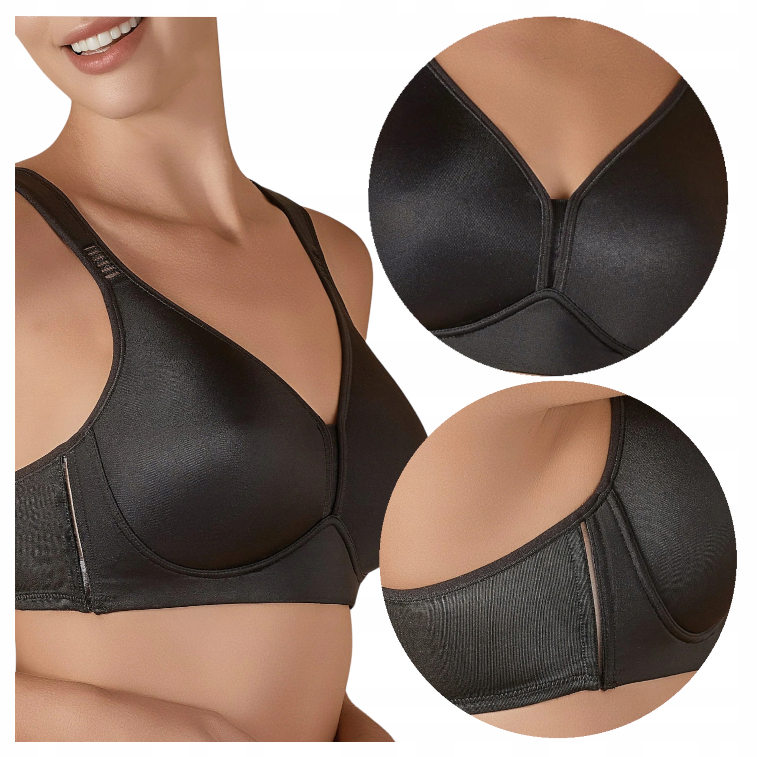 Měkká dámská podprsenka bez kostic Široká ramínka Eloisa Černá 95D