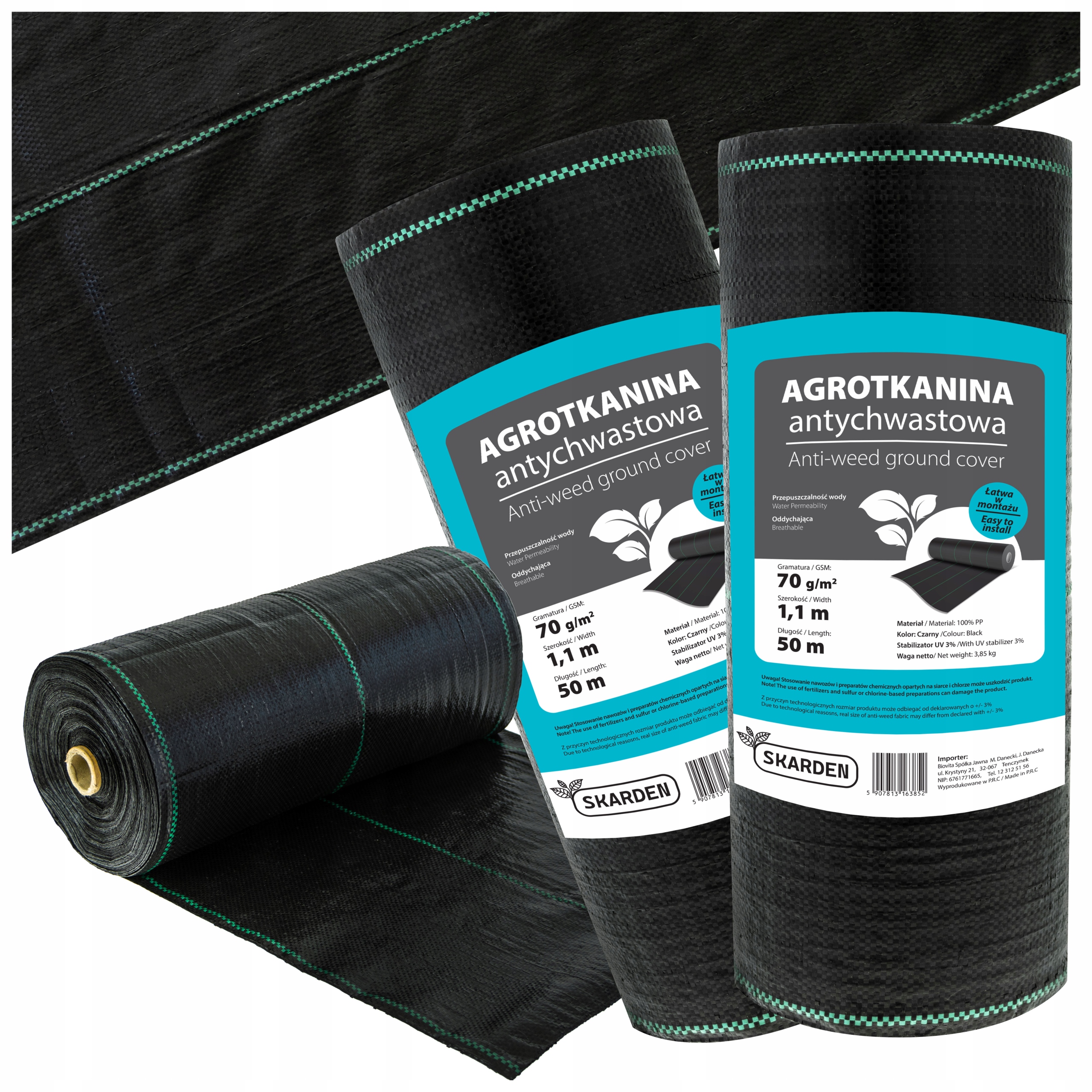 Najmocniejsza Agrotkanina Antychwastowa 70g 1,1x100m UV3% Mata Antychwast