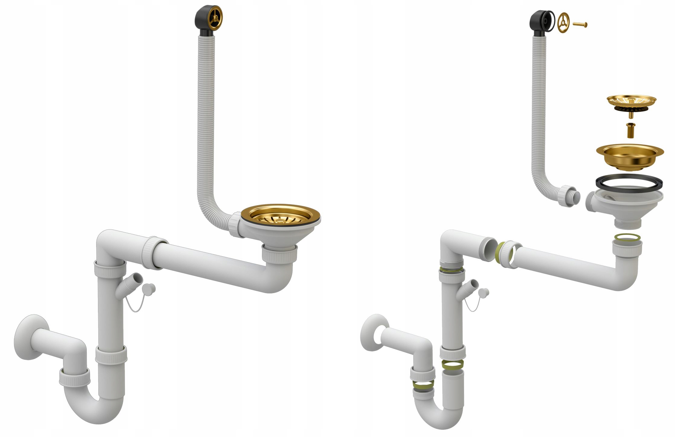 SYFON ZŁOTY MANULANY JEDNOKOMOROWY DO ZLEWU